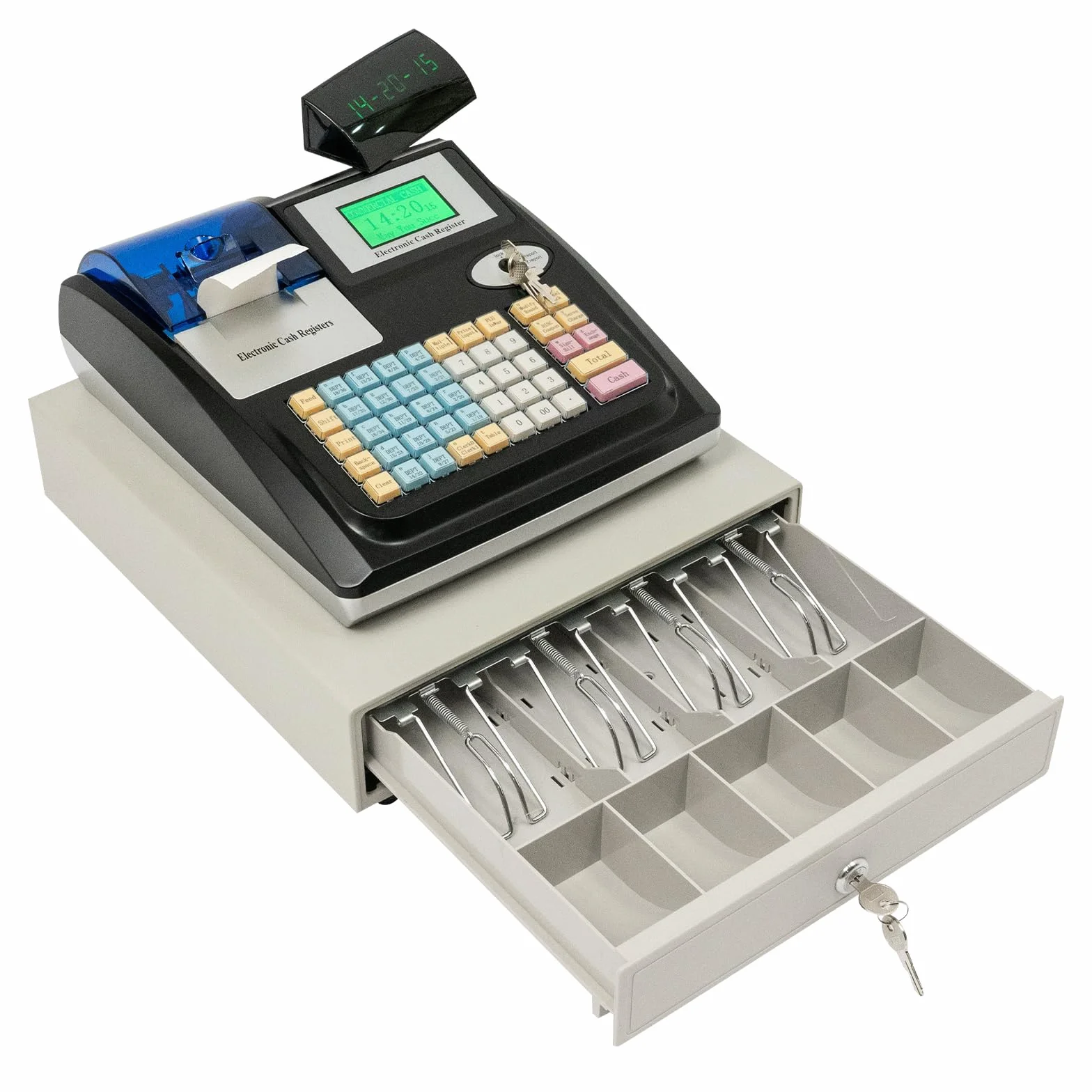 Registratore di cassa elettronico per supermercato, chiosco, vendita al dettaglio, sistema di cassa con 48 tasti e doppio display, supporto da tavolo POS per ristoranti, supermercati, grandi mercati