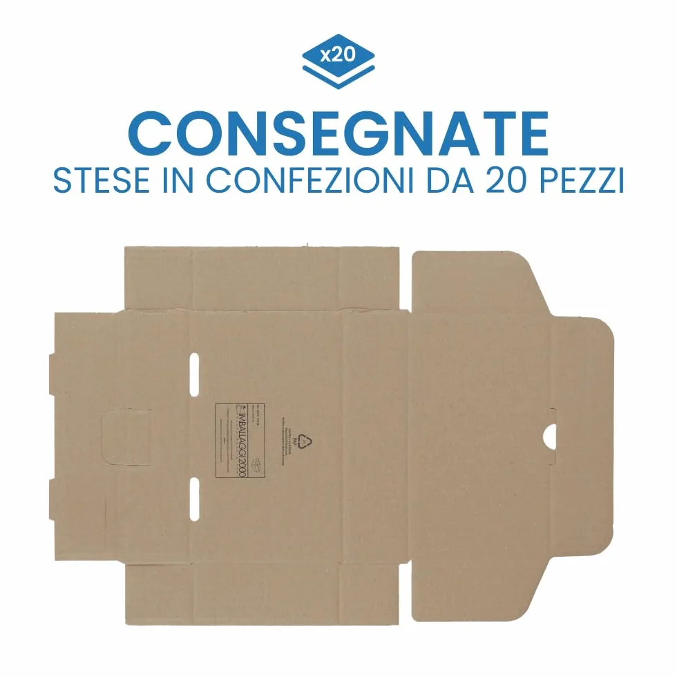 Scatole Trasloco Fustellate Piatte 36x26x10 20 Pz Doppio Strato Cartone Resistenti