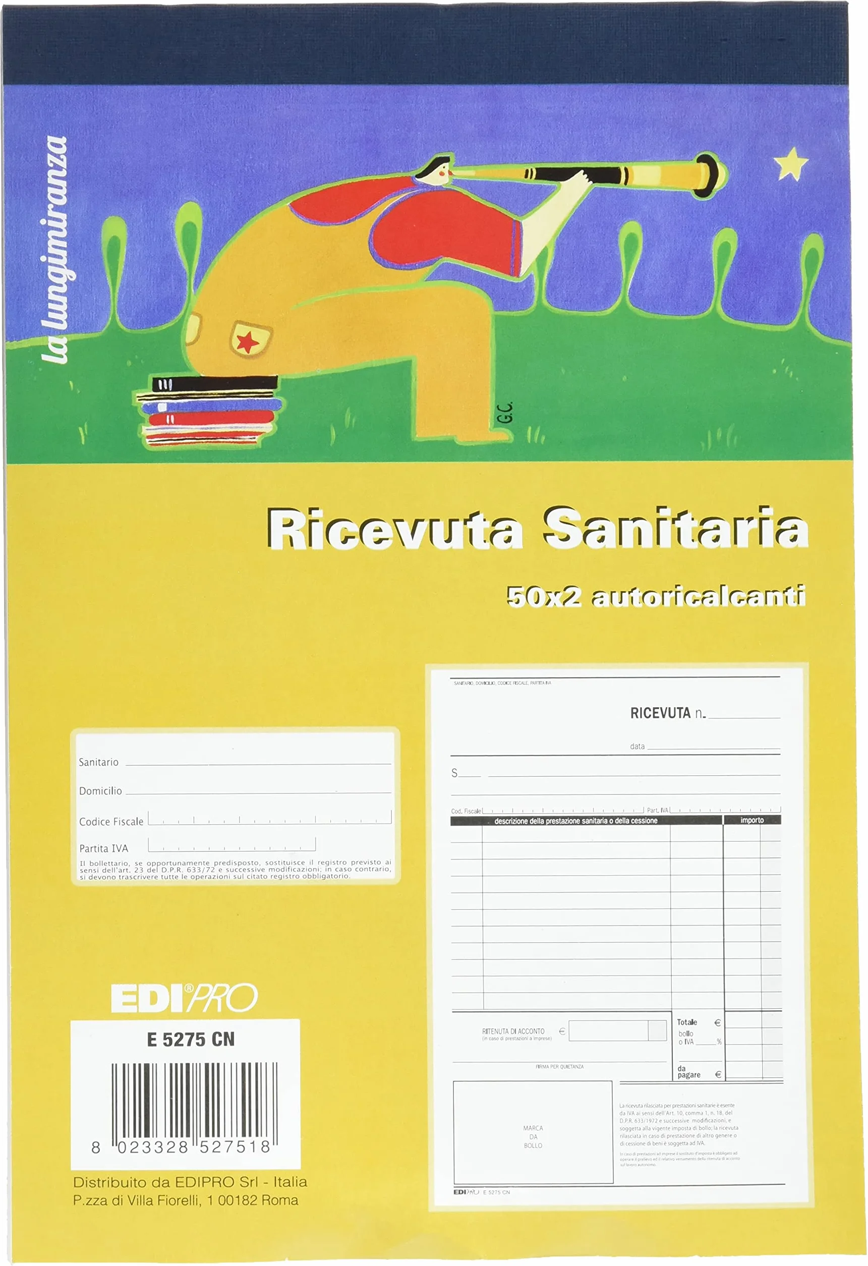 EDIPRO E5275CN Blocco ricevuta sanitaria 50x2 autoricalcante 22x14,8