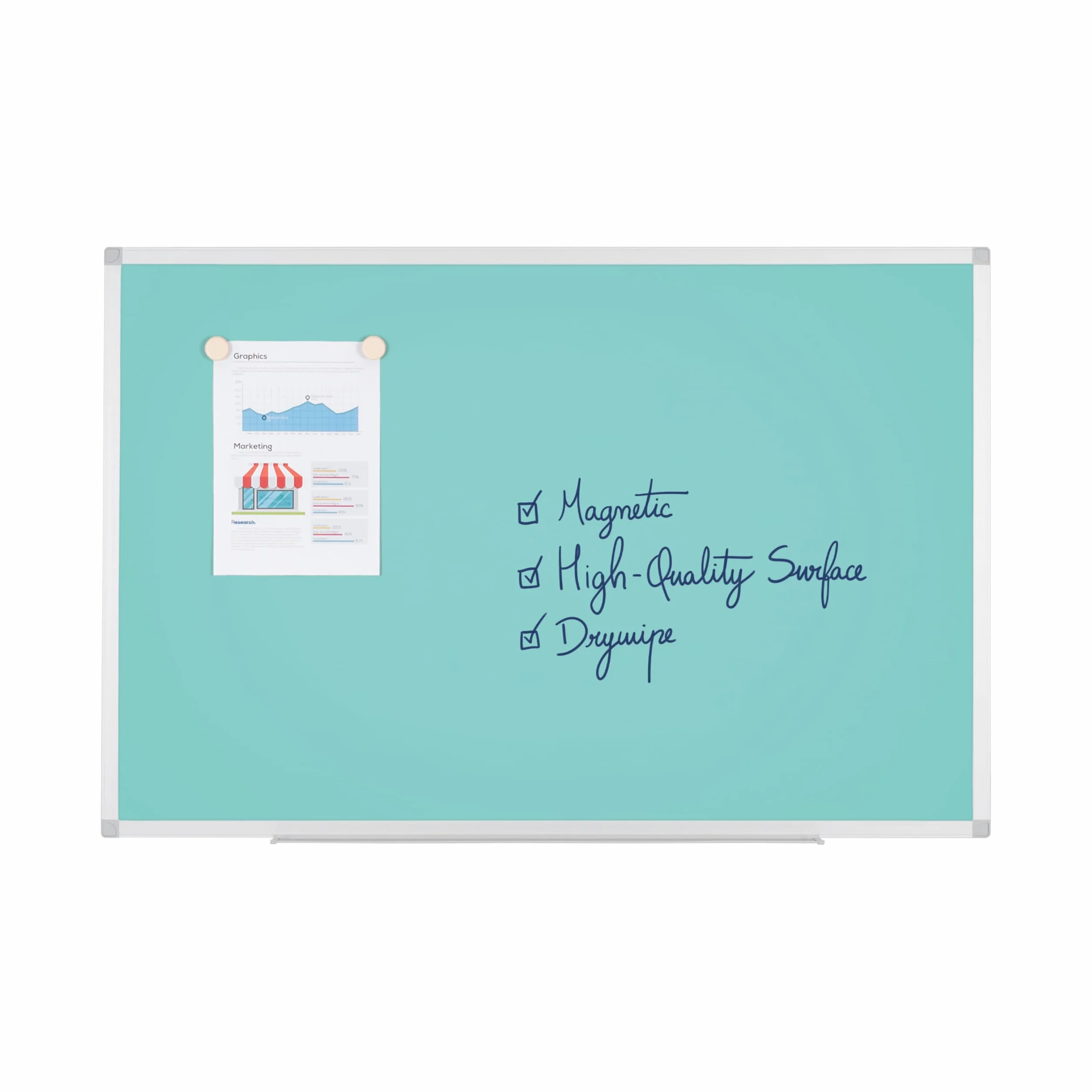 Bi-Office Ayda Lavagna Magnetica Caribe, 90 x 60cm, Superficie in Acciaio Laccato, Cornice in Alluminio