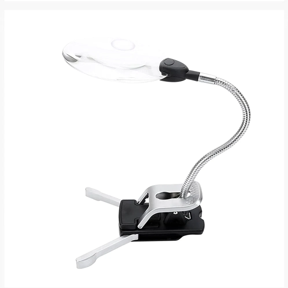Lente d'Ingrandimento illuminata 5X 10X con Clip da Tavolo, Lampada da Lettura a LED, Lente d'Ingrandimento Grande con Morsetto, Lente d'Ingrandimento riparabile, Il Nuovo Progress