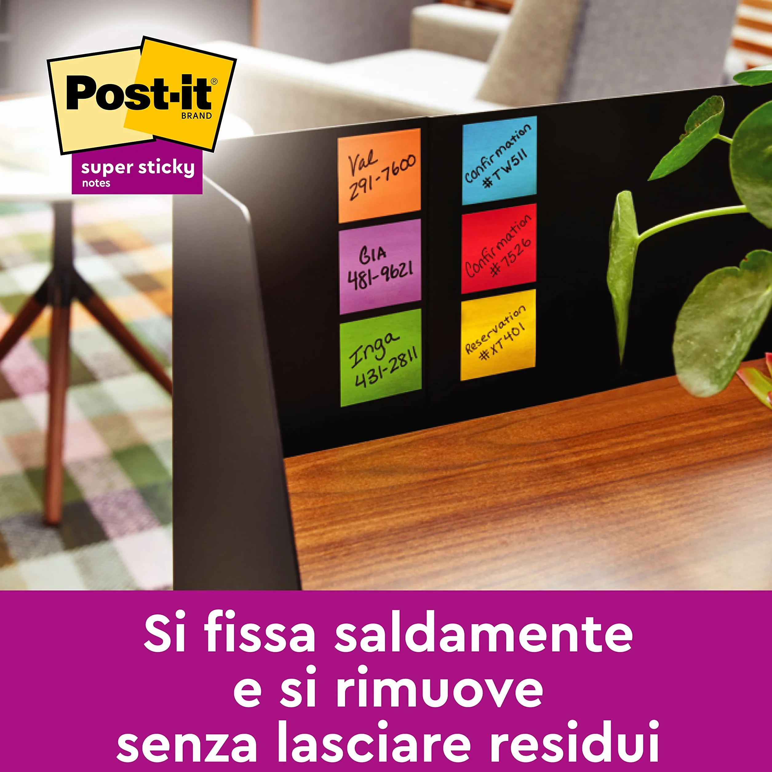 Post-it Super Sticky Carnival Collection 6 Blocchetti 90 Fogli 76x76 mm Foglietti per Appunti Elenchi Promemoria