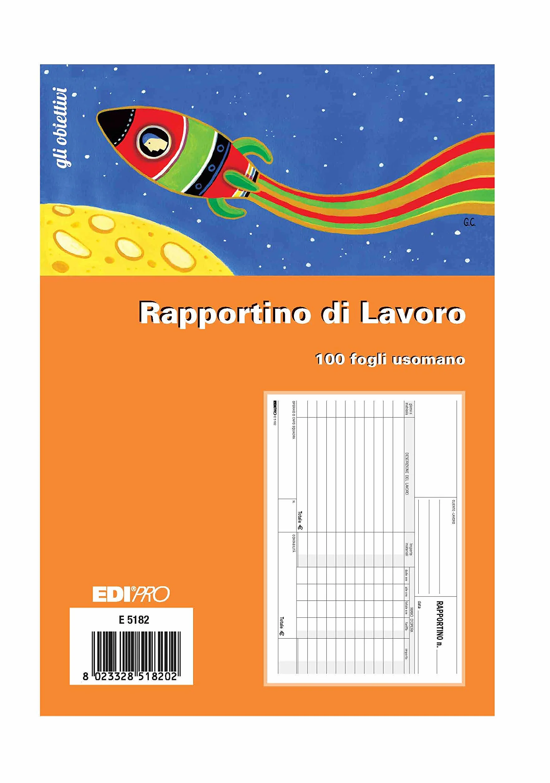 EDIPRO E5182 Blocco rapportino di lavoro 100 fogli 22x14,8