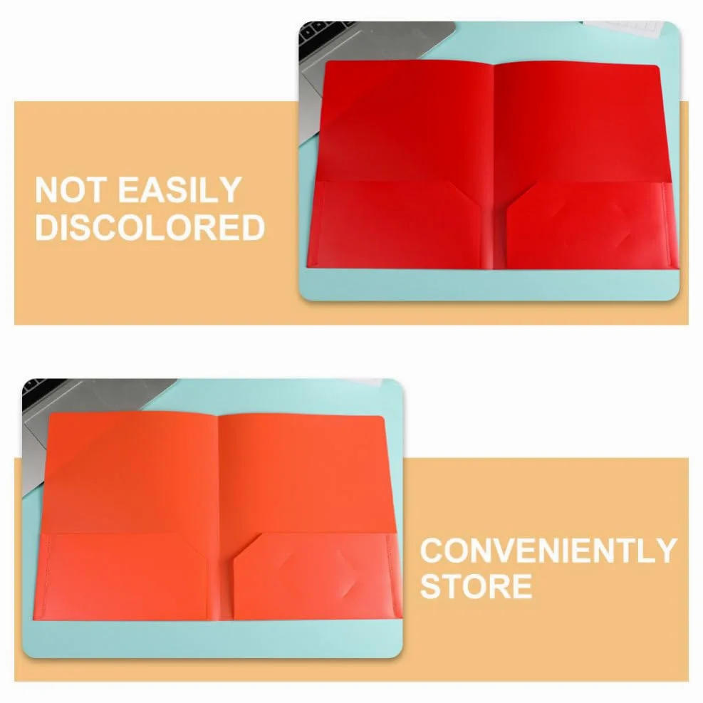 7pezzi Cartelline Plastica Con Doppie Tasche Organizer Per Documenti Per Ufficio e Scuola Diverse Colorazioni Arancione Per Gestire File e Presentazioni