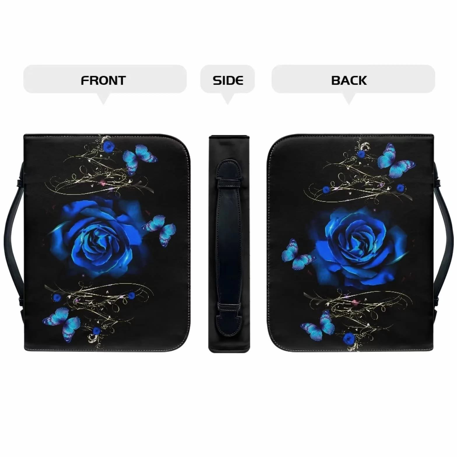 Copri Bibbia per Donna Rosa Farfalla Custodia Pelle Borsa Trasporto Porta Bibbia Floreale Ragazze Accessori Regalo Cresima Cristiana Manico