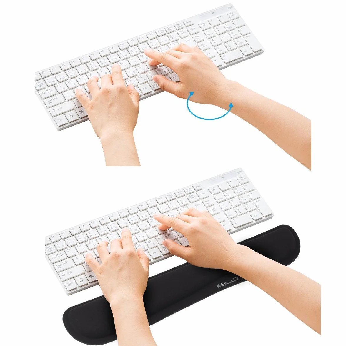 ELZO Poggiapolsi per Tastiera Memory Foam, Wrist Rest Cuscinetto Supporto Palmi Polsi per Computer Portatile, Nero