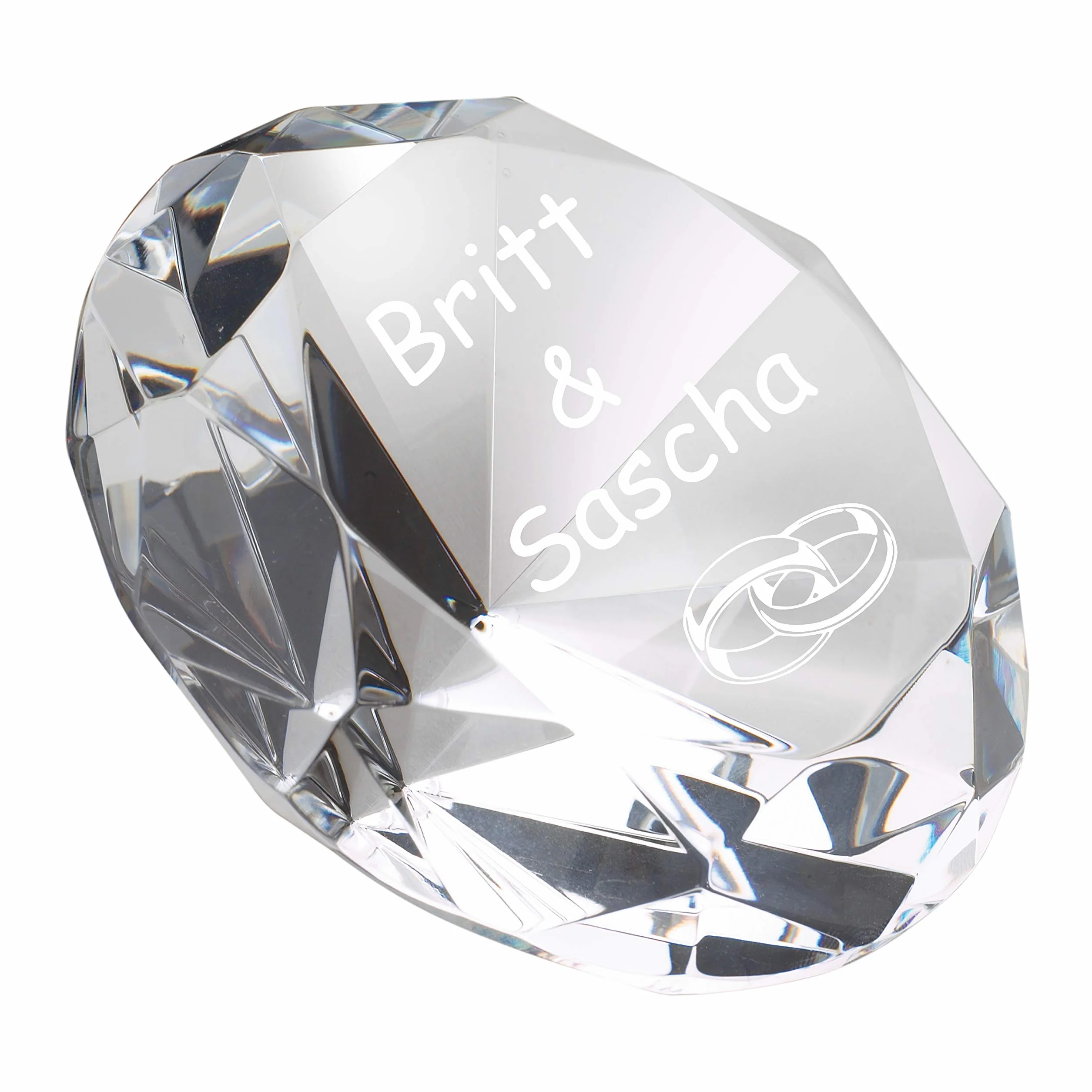 Vetro Diamante Krsitall Diamante Incl. Incisione Decorazione Fermacarte Inciso Regalo Nuovo Personalizzato