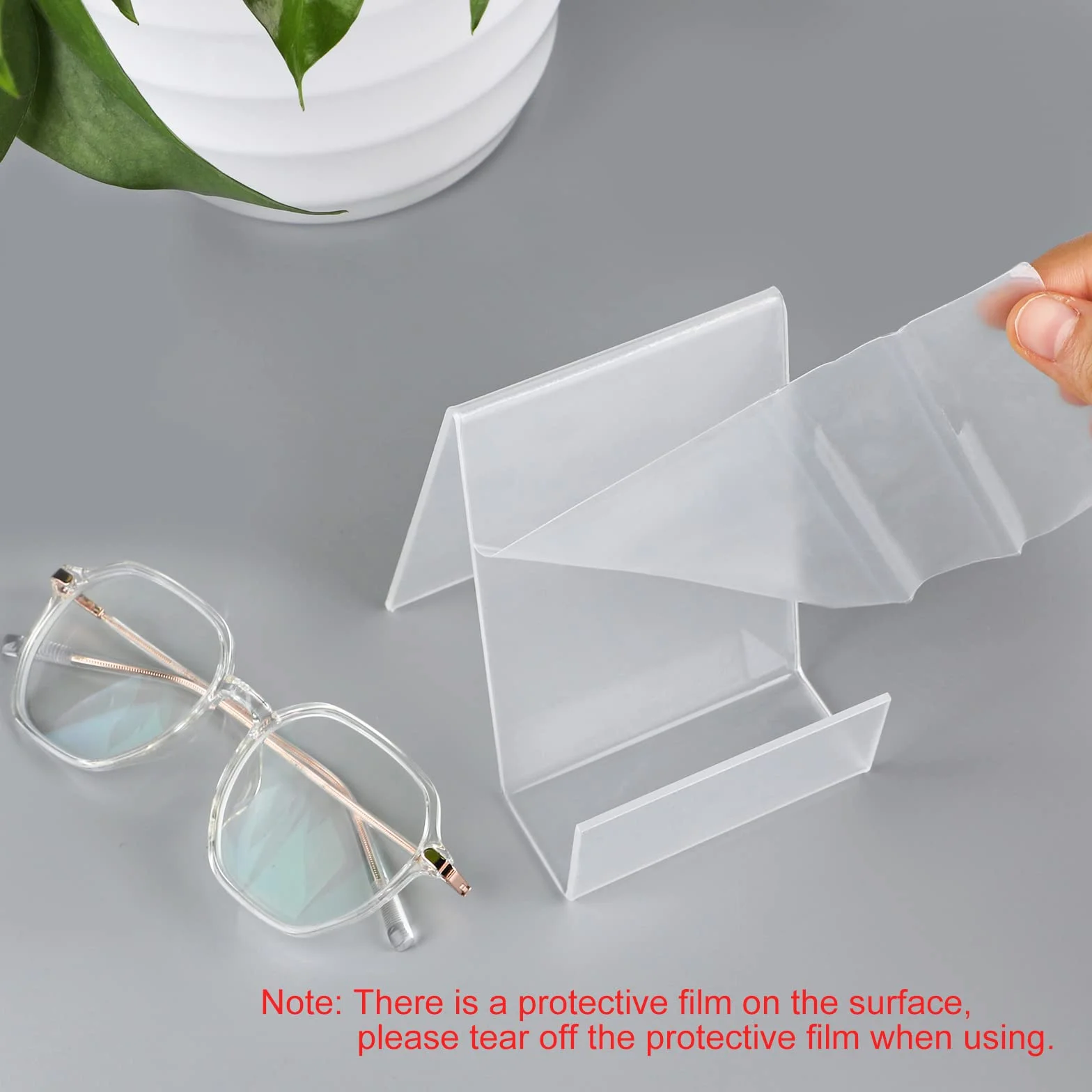 SWAWIS 20 Pezzi Fermalibri in Acrilico Trasparente da Tavolo 10,5x9x7,5 cm Supporto per Libri