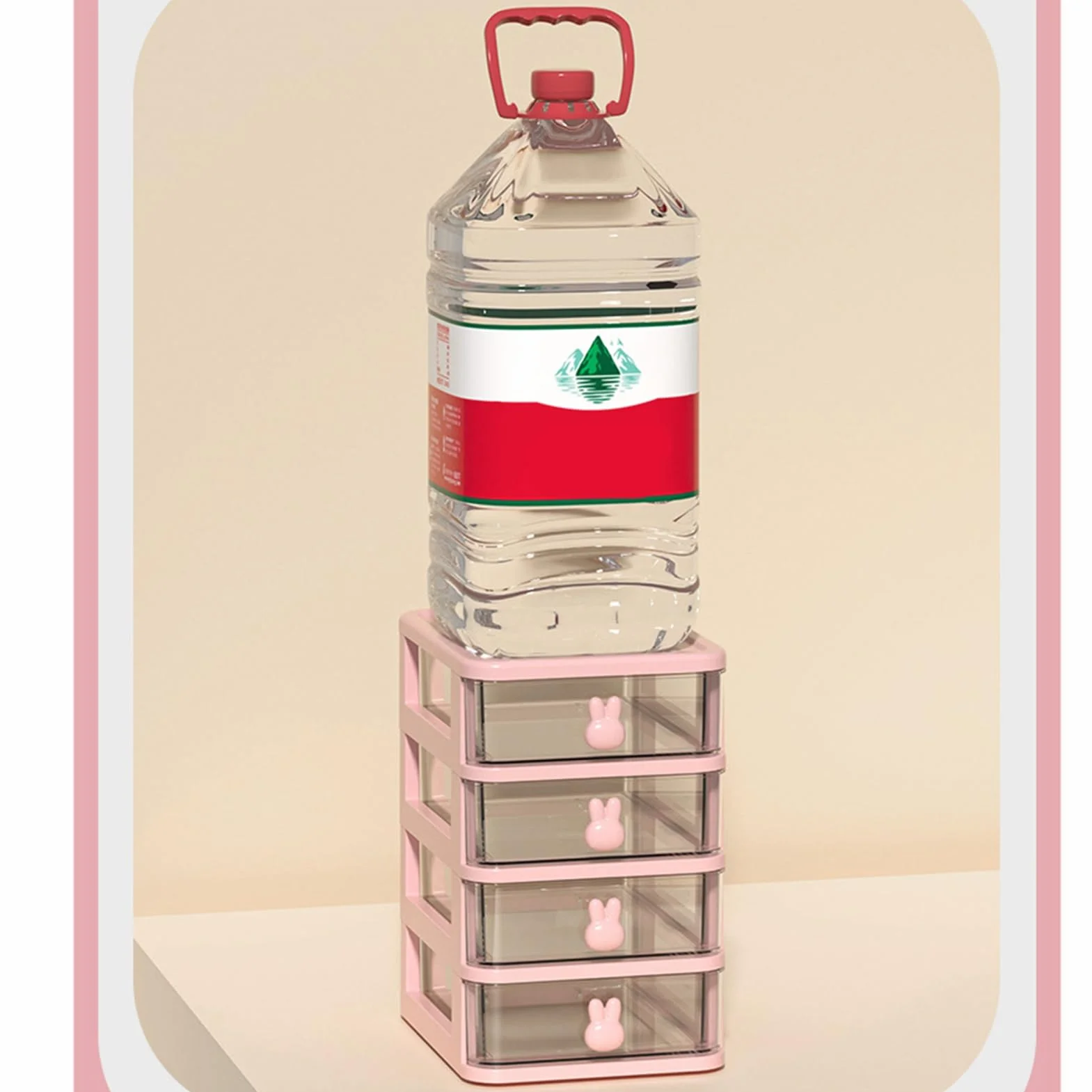 Scatola Portaoggetti da Scrivania in Plastica Trasparente 5 Tier Rosa Organizzatore per Trucchi Cassetti Piccoli Grande Capacità