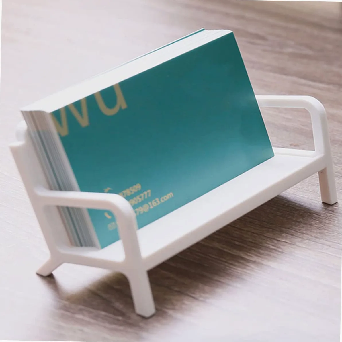 HOMSFOU 3 Set Porta Biglietti Da Visita Titolari Display Organizzatore Saluto In Piedi Titolare Della Carta Dell'ufficio Porta Carte Da Esposizione Abs Bianca 2 Pezzi * 3
