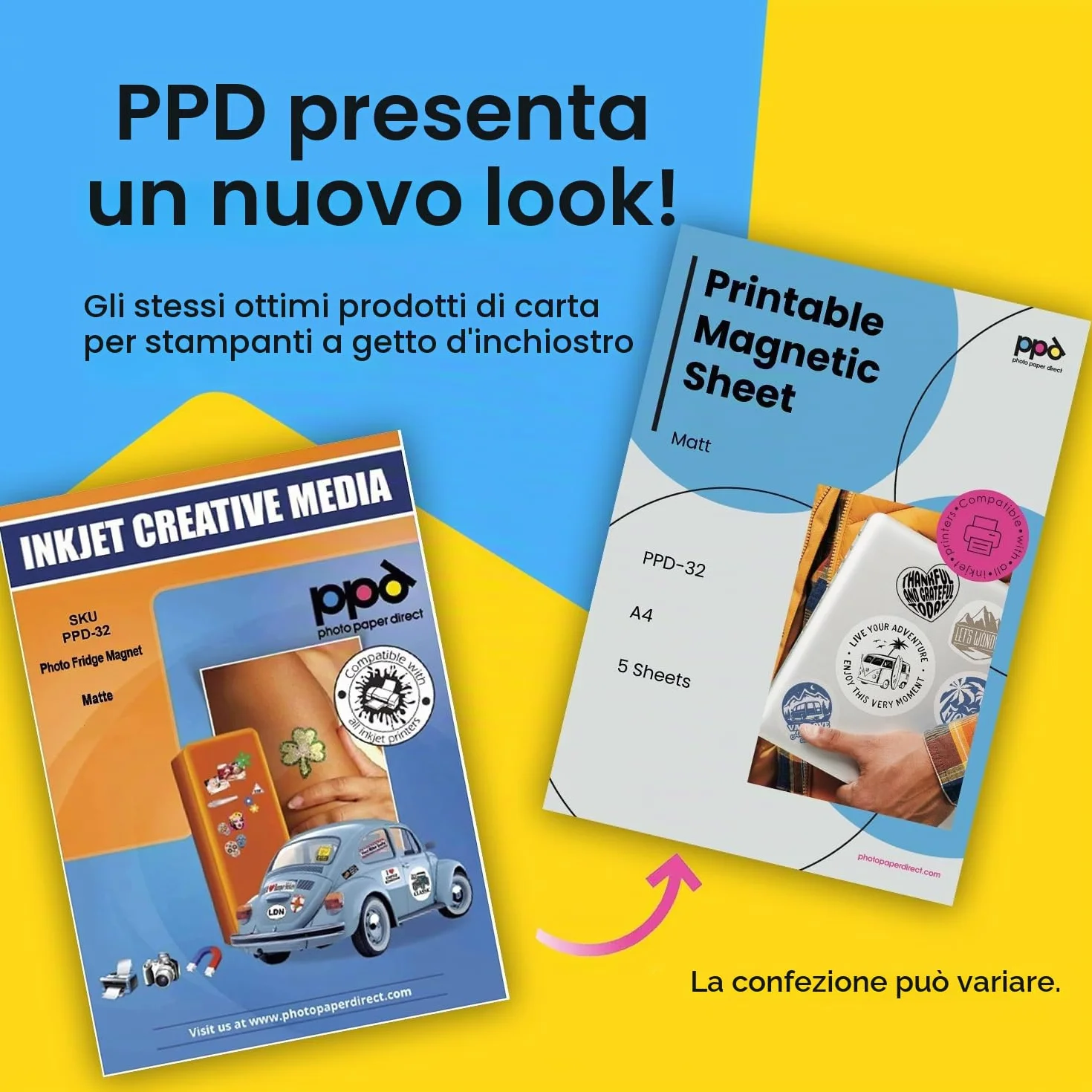 Carta Magnetica Opaca A4 5 Fogli per Stampanti Inkjet PPD-32-5