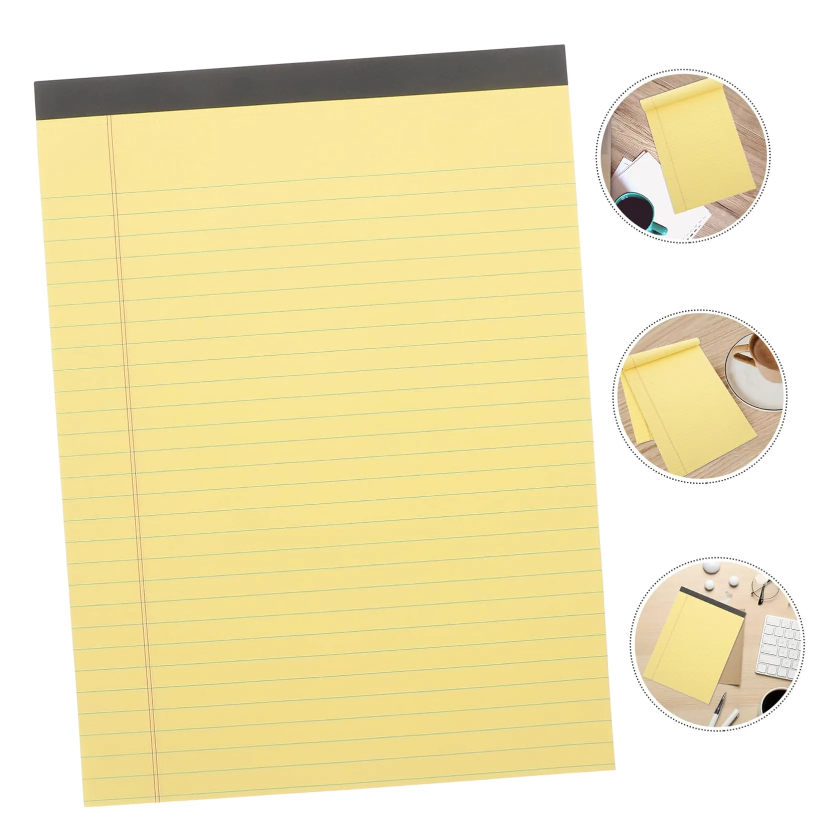 Blocchi Note A4 4 Pezzi in Carta Gialla, Fogli a Righe | Design senza Data, Facile da Riporre, Scrittura Fluida, Strappo Rapido, Ufficio e Regalo Capodanno
