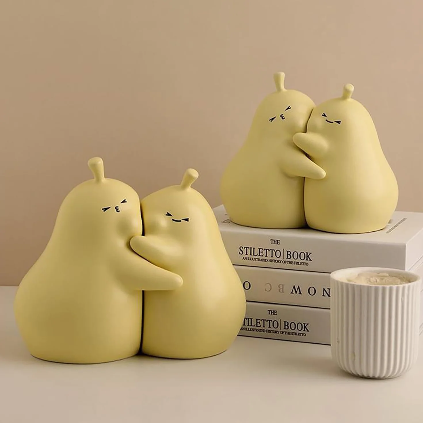 Serra Libro Pera 1 Coppia Ceramica Decorativa per Scuola Ufficio Casa Giallo