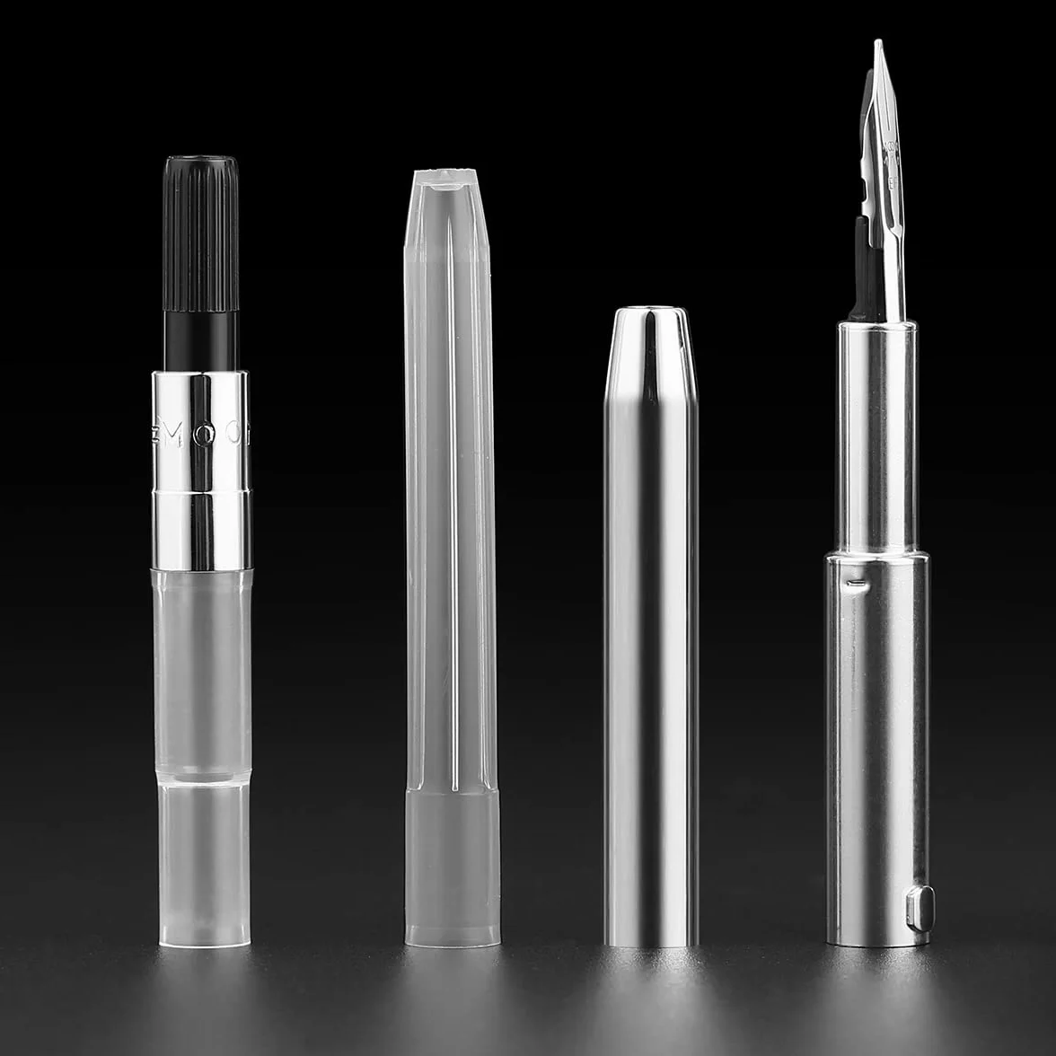 erofa Majohn A2 Press Penna Stilografica Extra Fine pennino con scatola, penna a inchiostro in resina blu retrattile con set di penne da scrittura Converter (Versione Clip Argento)