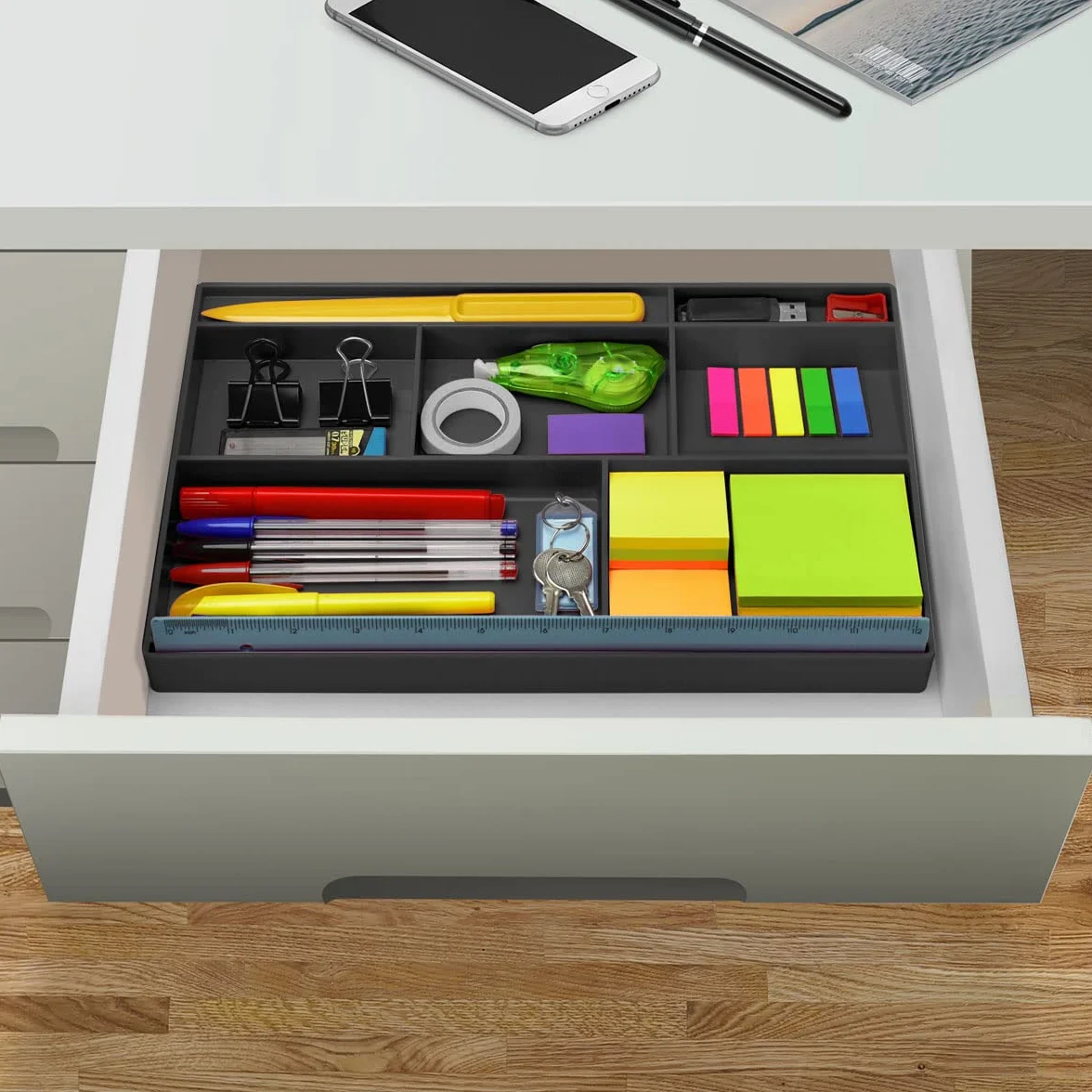 Acrimet Vassoio Organizzatore 8 Scomparti Plastica 32,4x20,3x2,7 cm Nero