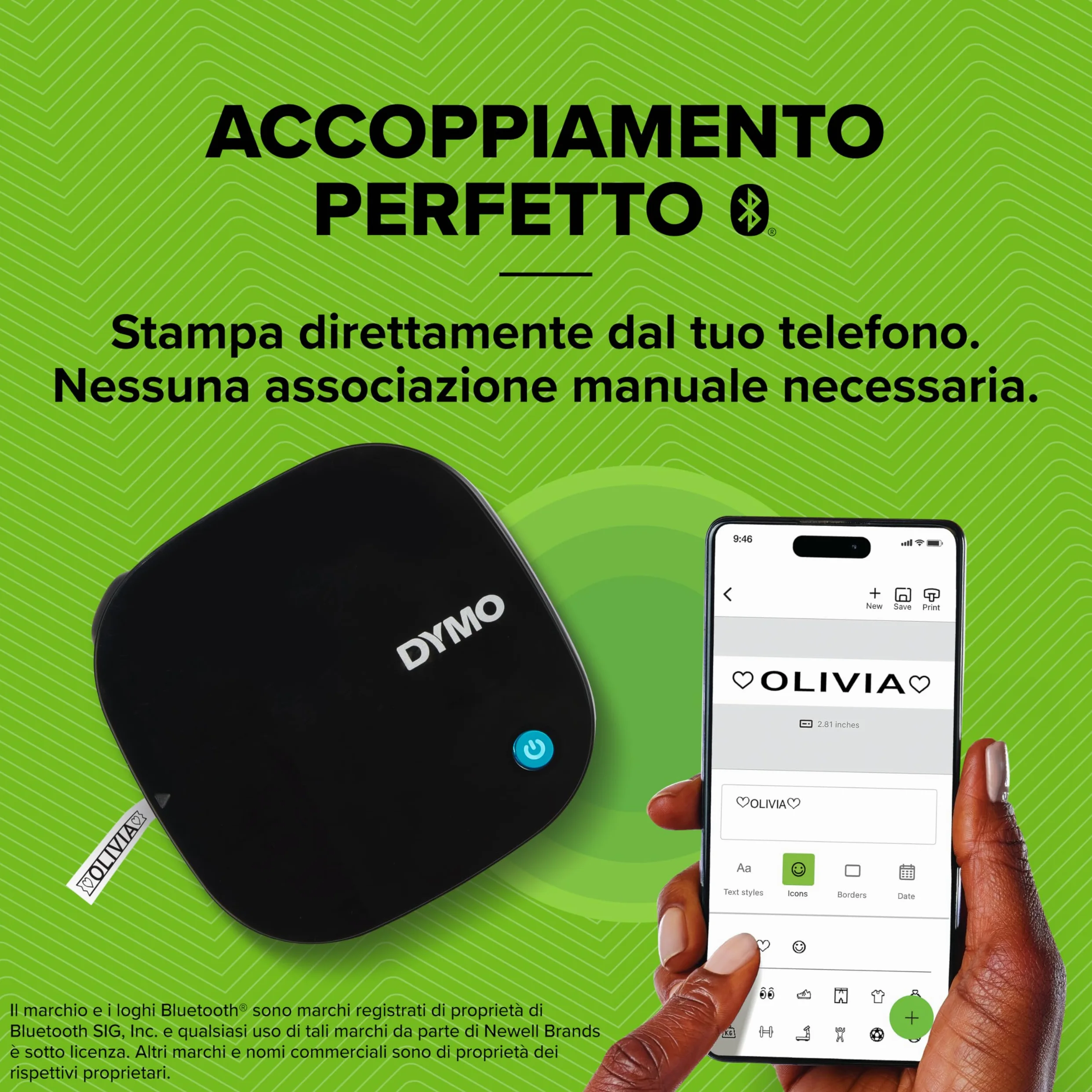 DYMO LetraTag 200B etichettatrice Bluetooth | Stampante per etichette compatta | Si connette a iOS e Android tramite tecnologia wireless Bluetooth | Include 1 rotolo di etichette di carta bianca
