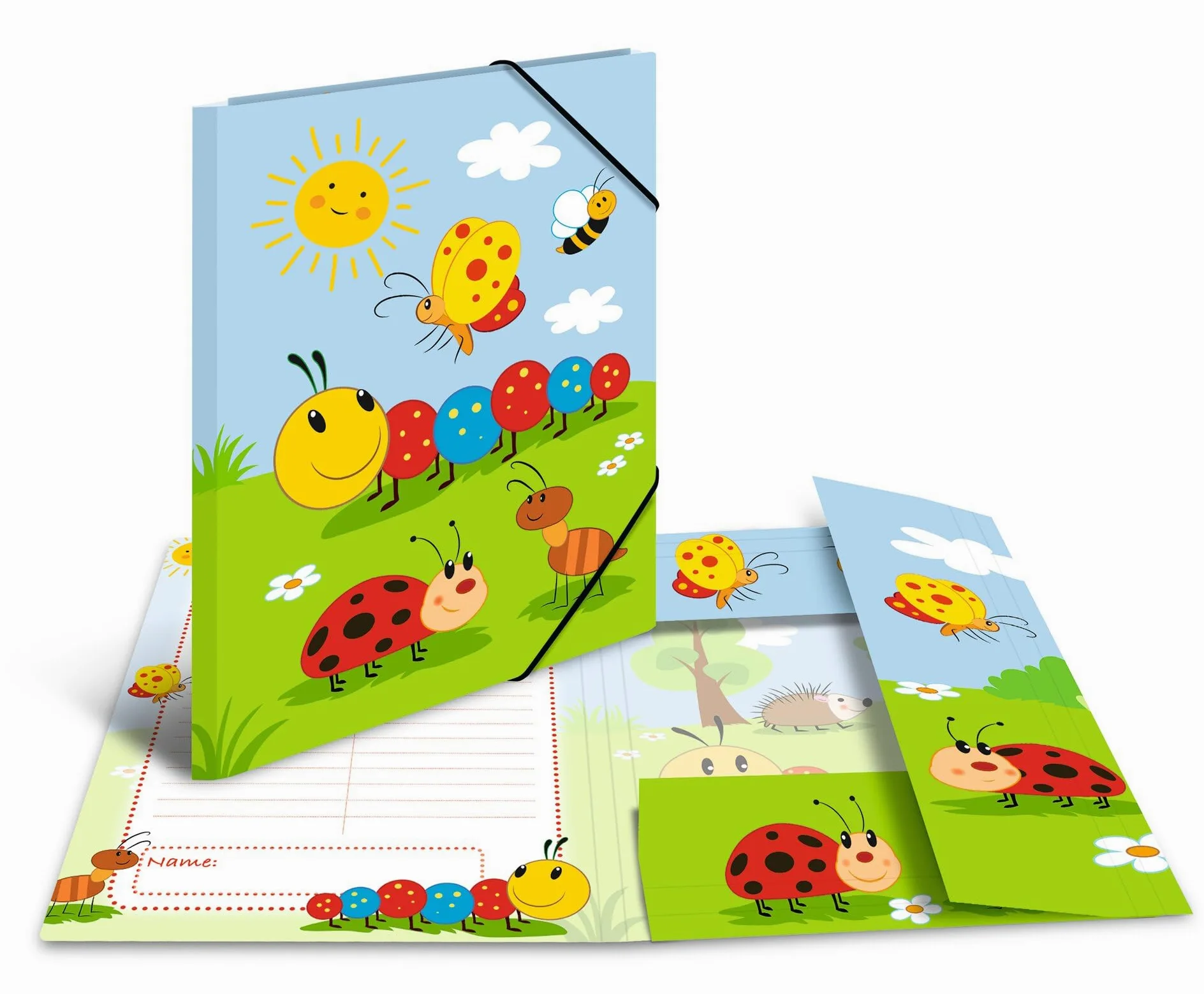 HERMA Set di 10 cartelline portadocumenti A3 per asilo, in cartone con motivo animale, elastico, alette interne e stampa interna per ragazzi, ragazze e bambini