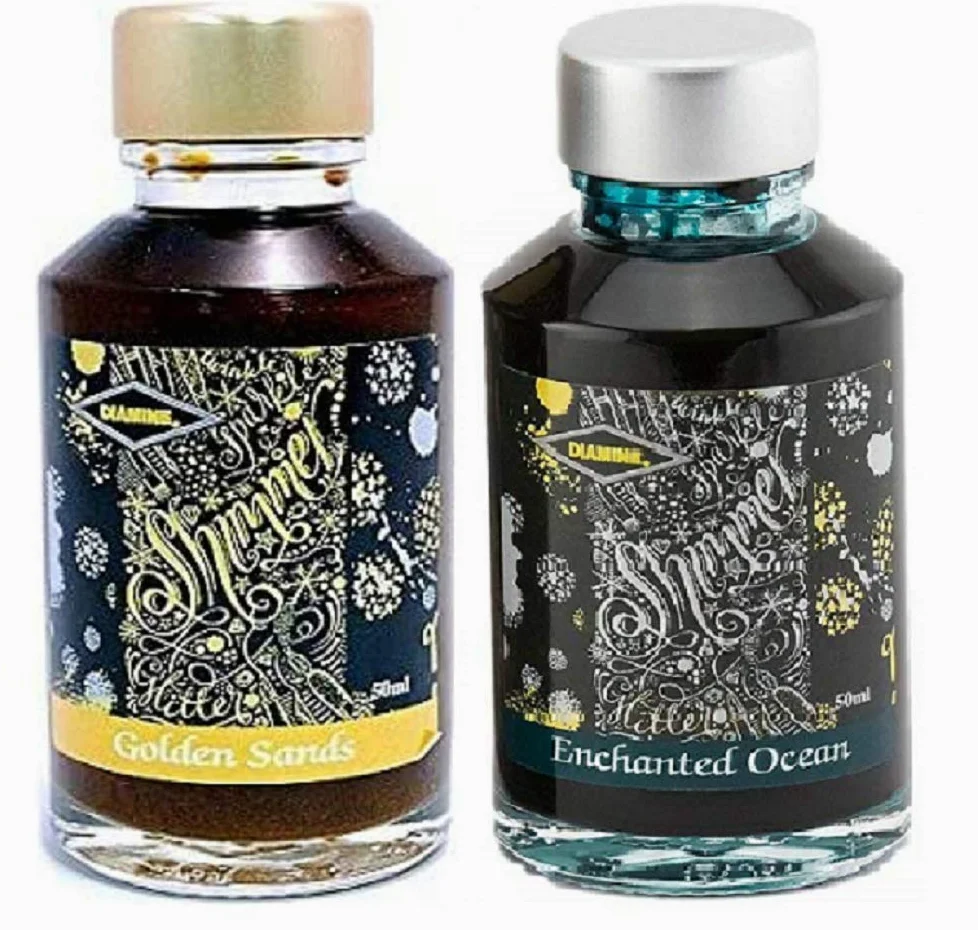 Diamine - Penna stilografica da 50 ml, confezione da 2 – Enchanted Ocean & Golden Sands