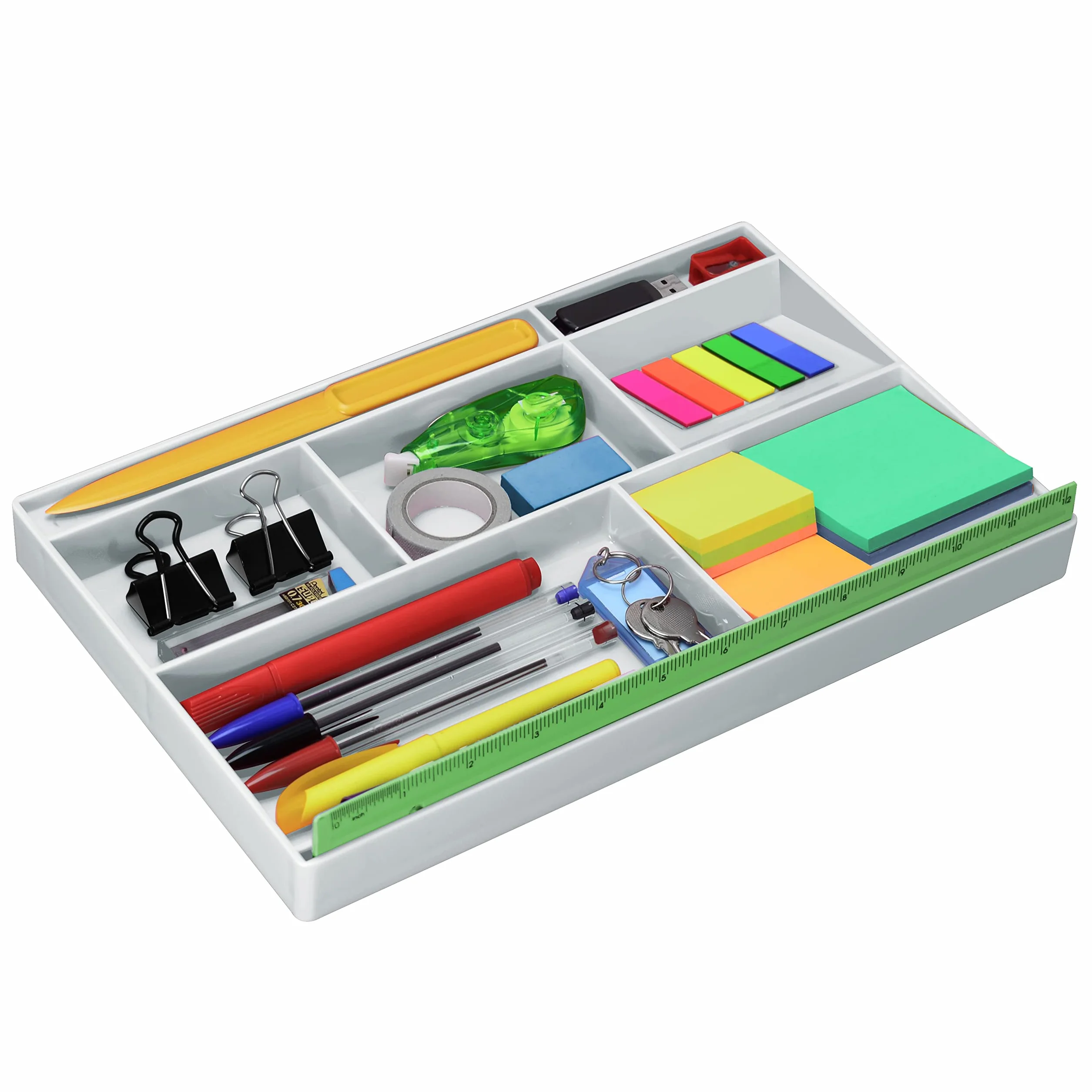 Acrimet Vassoio Organizzatore 8 scomparti 32,4x20,3x2,7 cm Bianco Plastica