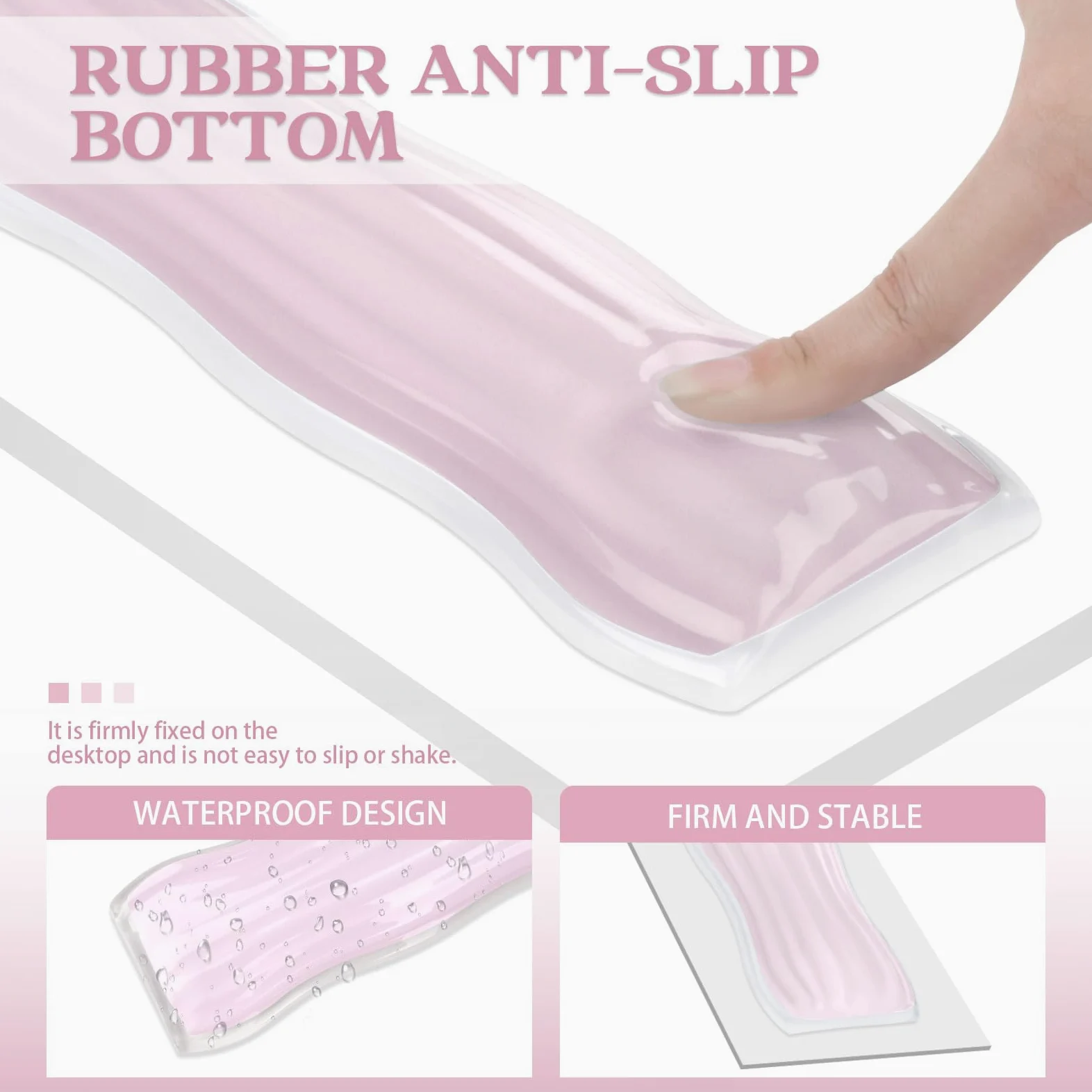 Poggiapolsi in gel per tastiera e mouse, ergonomico e trasparente, poggiapolsi per gaming, computer, laptop, ufficio, colore rosa