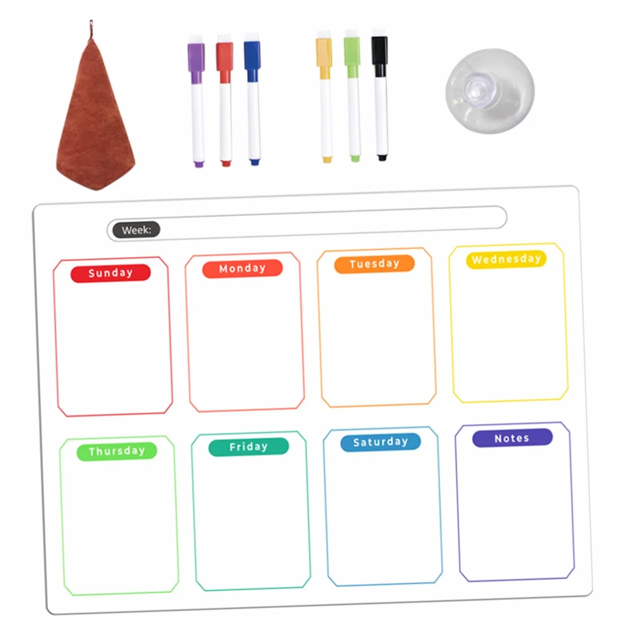 TEHAUX 5 Set bacheca magnetica settimanalmente frigo asse magnete planner settimanale organizer settimanale scheda di pianificazione settimanale agenda cancellabile a secco magnetico