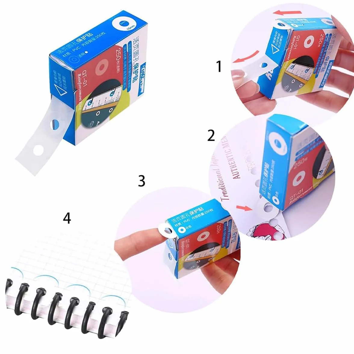 Salvabuchi Etichette Autoadesive 1000 PCS Impermeabile Rinforzo Fori Anelli per Libri a Fogli Mobili Trasparente