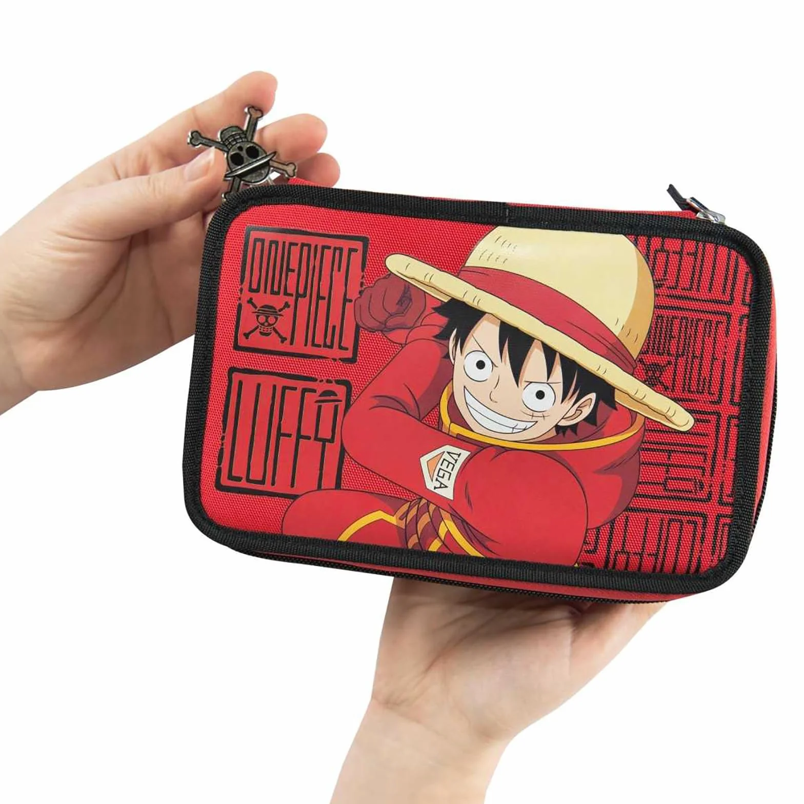 Clondo Astuccio 3 Scomparti Riempito Bambino One Piece Luffy 45 Accessori Scuola Set Cancelleria