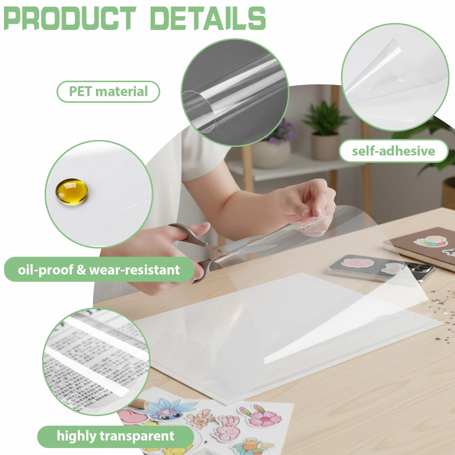 Carta Trasparente A4 Adesiva 95% Trasparente Impermeabile 216x279mm per Stampa Laser Inkjet