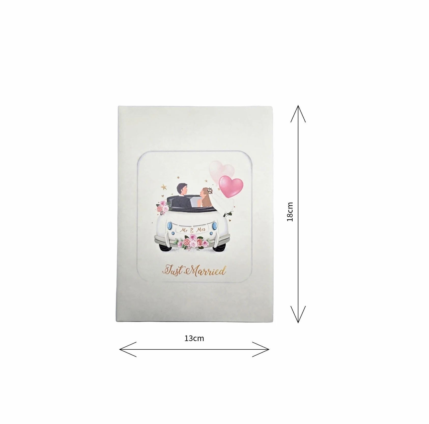 Biglietto di auguri pop-up 3D per matrimonio – Auto con sposi e palloncini – 13 x 18 cm con busta