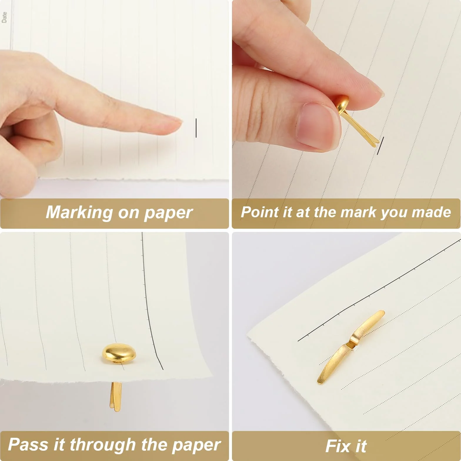 PATIKIL 100pz Fissaggio Ottone Carta, Coppiglie Mini Fermagli Metallo Pastello, 6 x 12 mm, Białe
