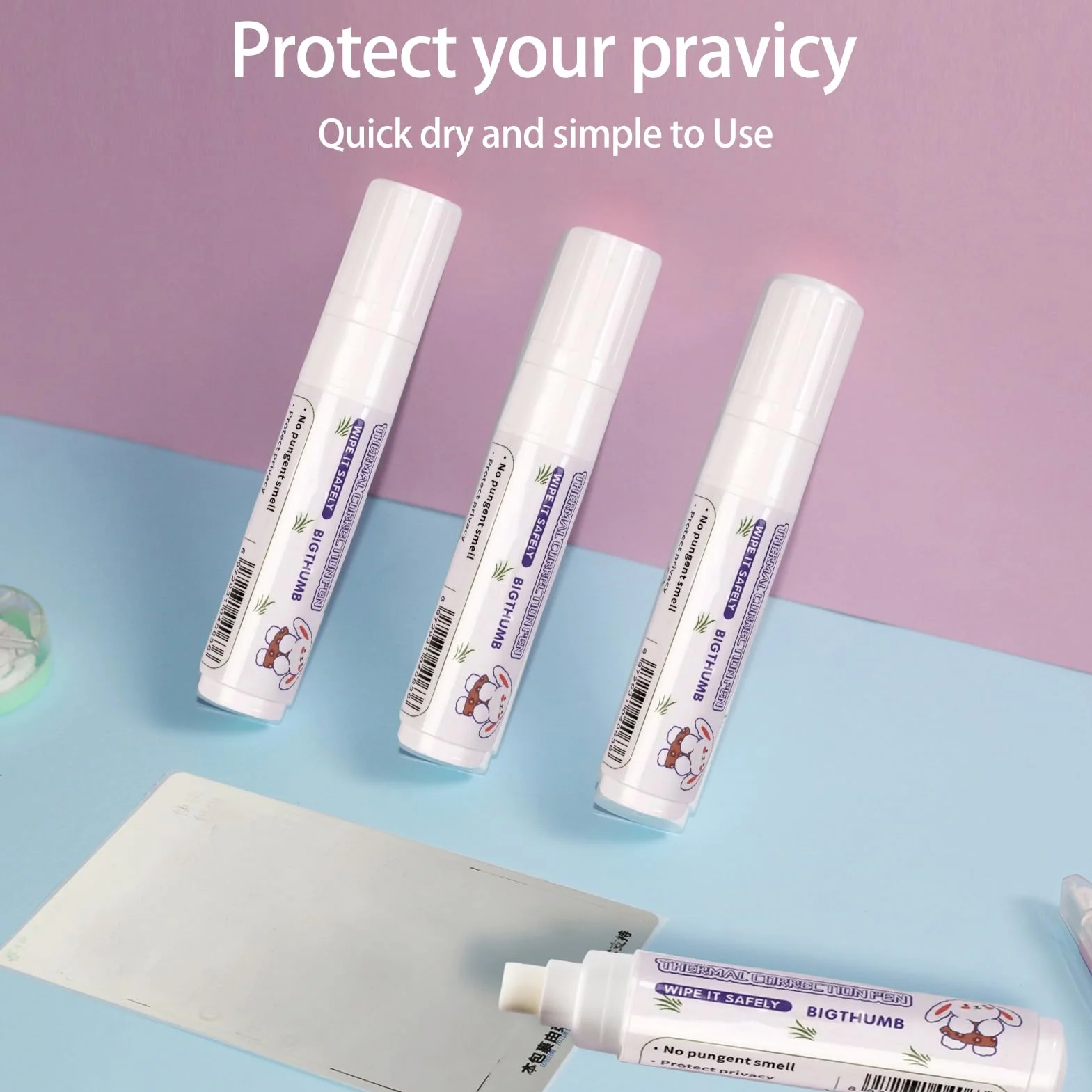 Pennarello a liquido bianco per correzione carta termica Strumento corriere pacchi Etichetta Privacy Protection Pen