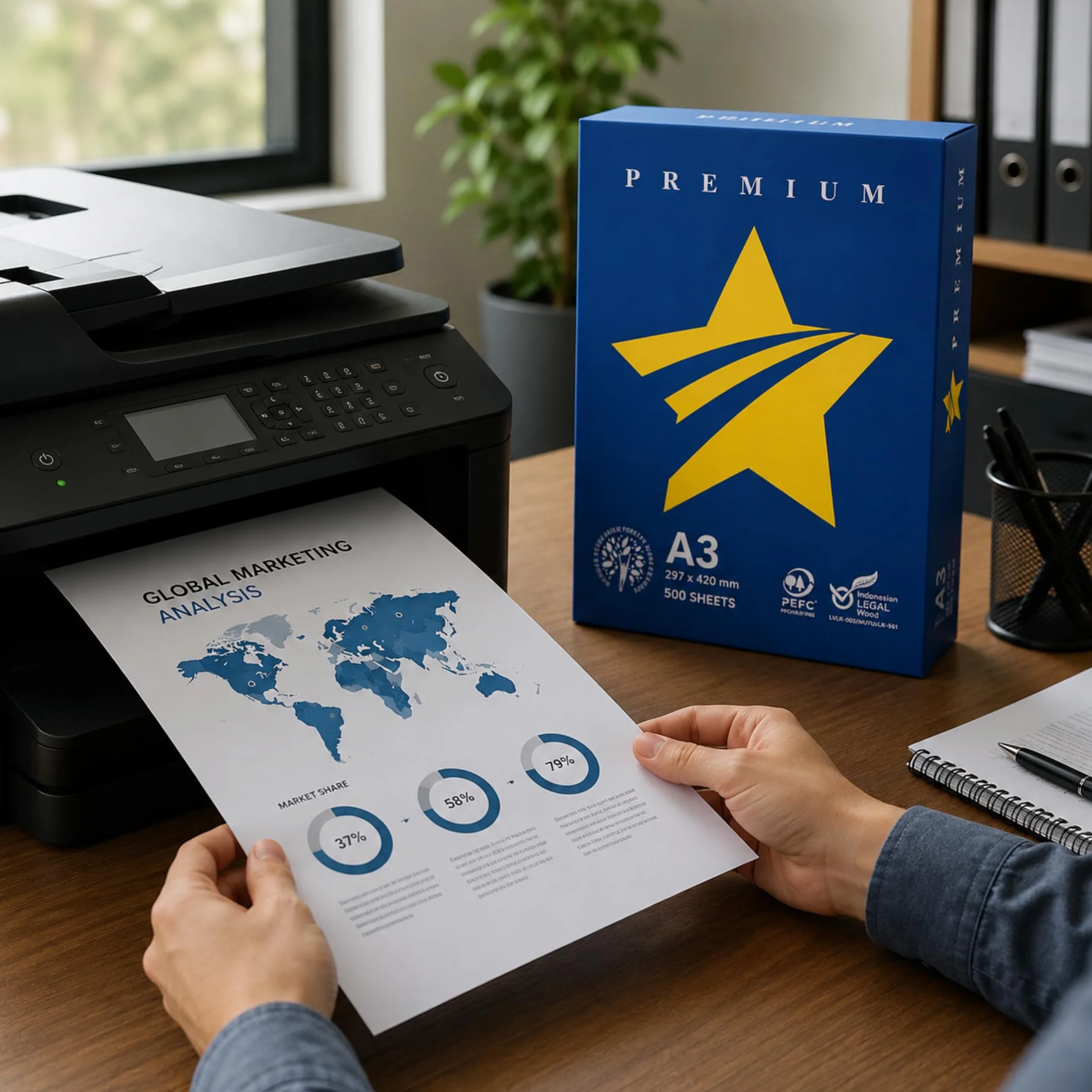 5 Risma Carta A3 da 500 Fogli (2500 Fogli) SENZA INCEPPAMENTO - Carta Stampante 75 gr - Stampante Inkjet, Laser, Fotocopiatrice - Risma di Carta A3 Bianca di ALTA' QUALITA' per Ufficio, Casa e Scuola