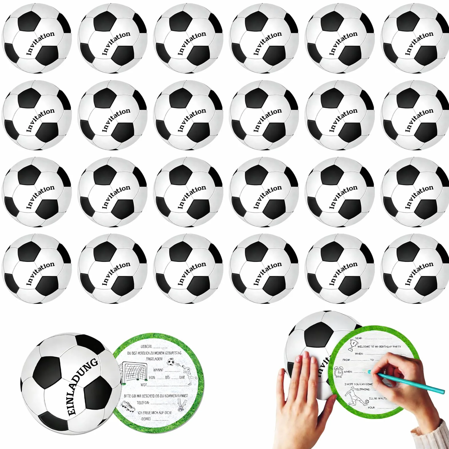 Inviti Compleanno Bambino Calcio 25 Pezzi Biglietti Invito Festa Tema Sport 15 cm
