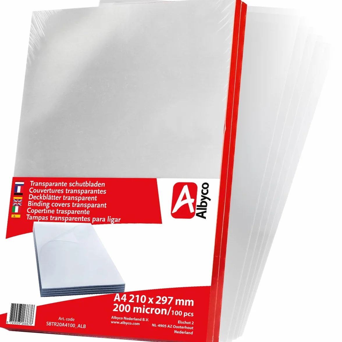 Albyco Copertine Rilegatura Trasparenti A4 0,20 mm 100 Pezzi