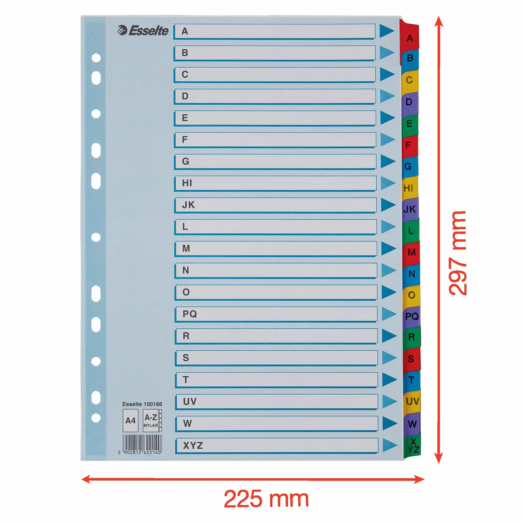 ESSELTE Rubrica MYLAR A-Z Multicolor A4