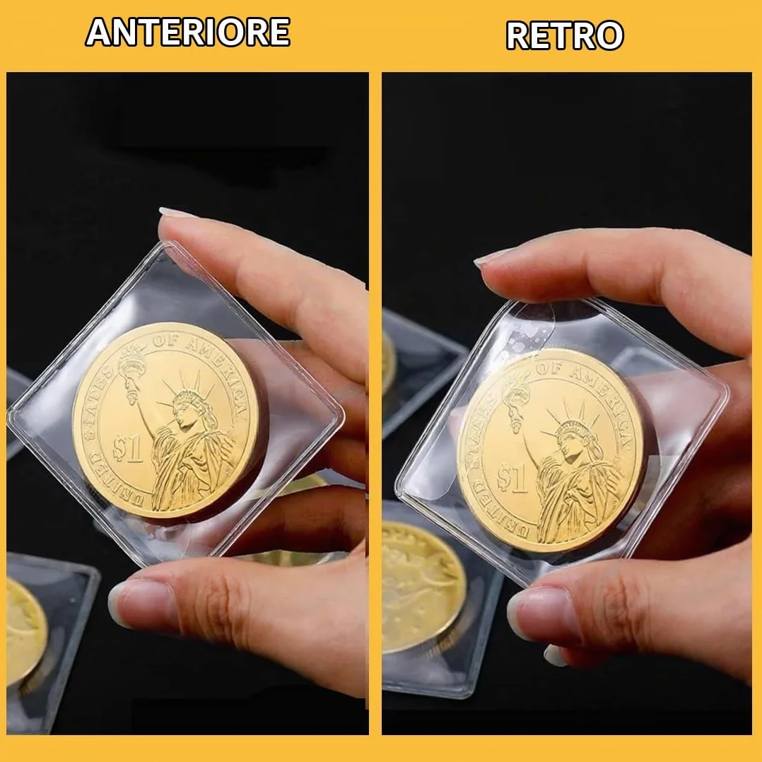 50 porta monete, sacchetto trasparente per la raccolta di monete, per monete, monete commemorative, piccoli oggetti di bigiotteria con monete