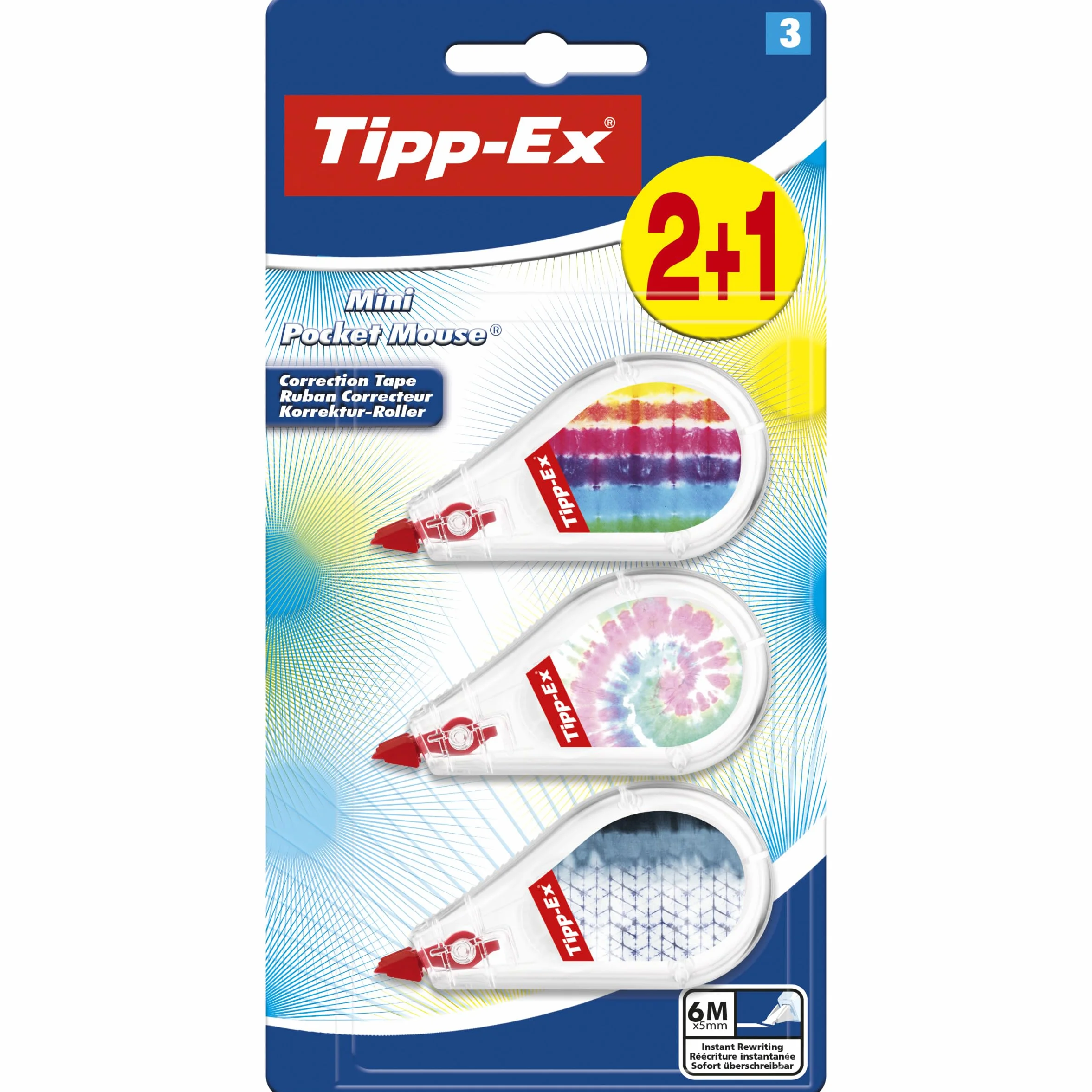Tipp-Ex Mini Pocket Mouse Correttore a Nastro, Confezione da 3 Unità