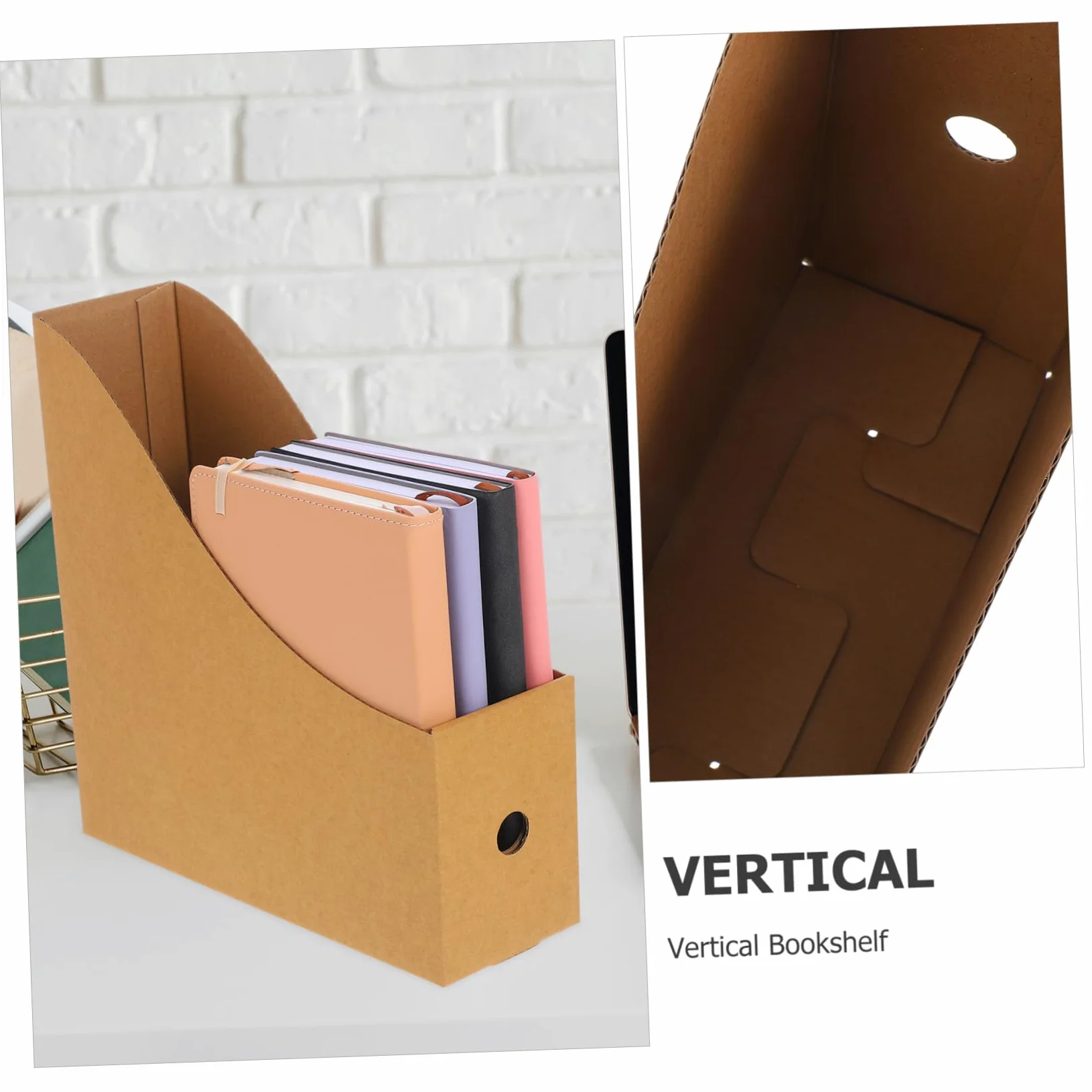 8pezzi Forniture Per Ufficio Scatola Per Libri in Cartone Organizer Per Documenti Porta Riviste Scatola Portaoggetti Tradizionale Marrone Per Aule e Casa