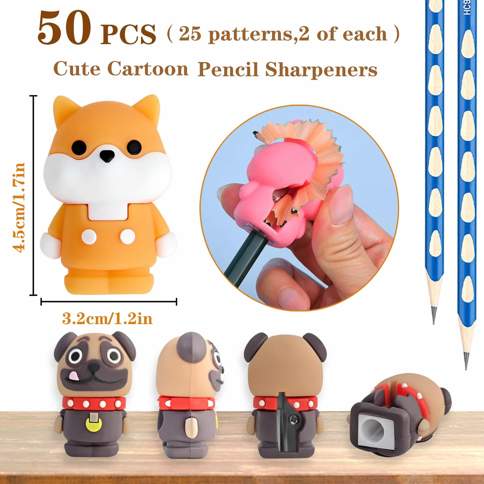 Kawaii temperamatite manuale personaggi cartoni animati 50 pezzi premi classe cancelleria