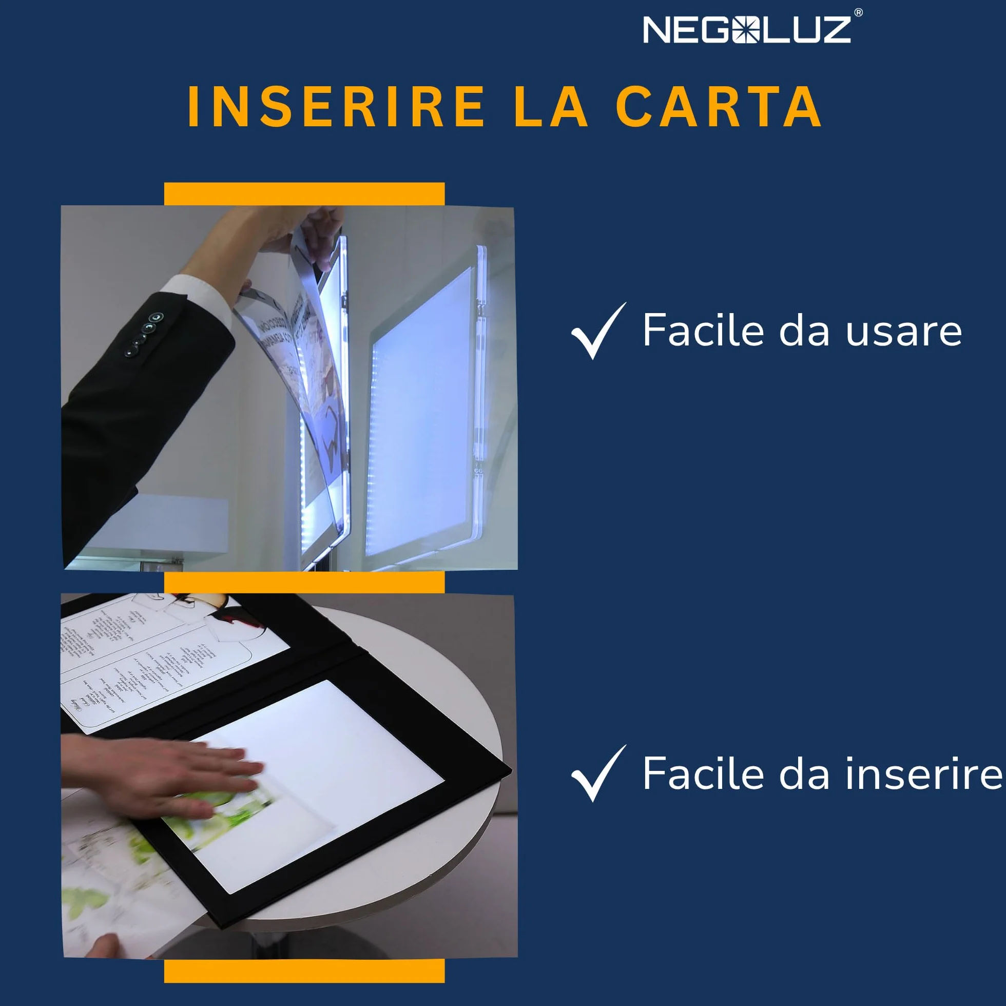 Carta Backlight A4 Retroilluminata PRO 100 Fogli per Porta Poster Vetrina LED e Porta Menu Luminoso NegoLuz
