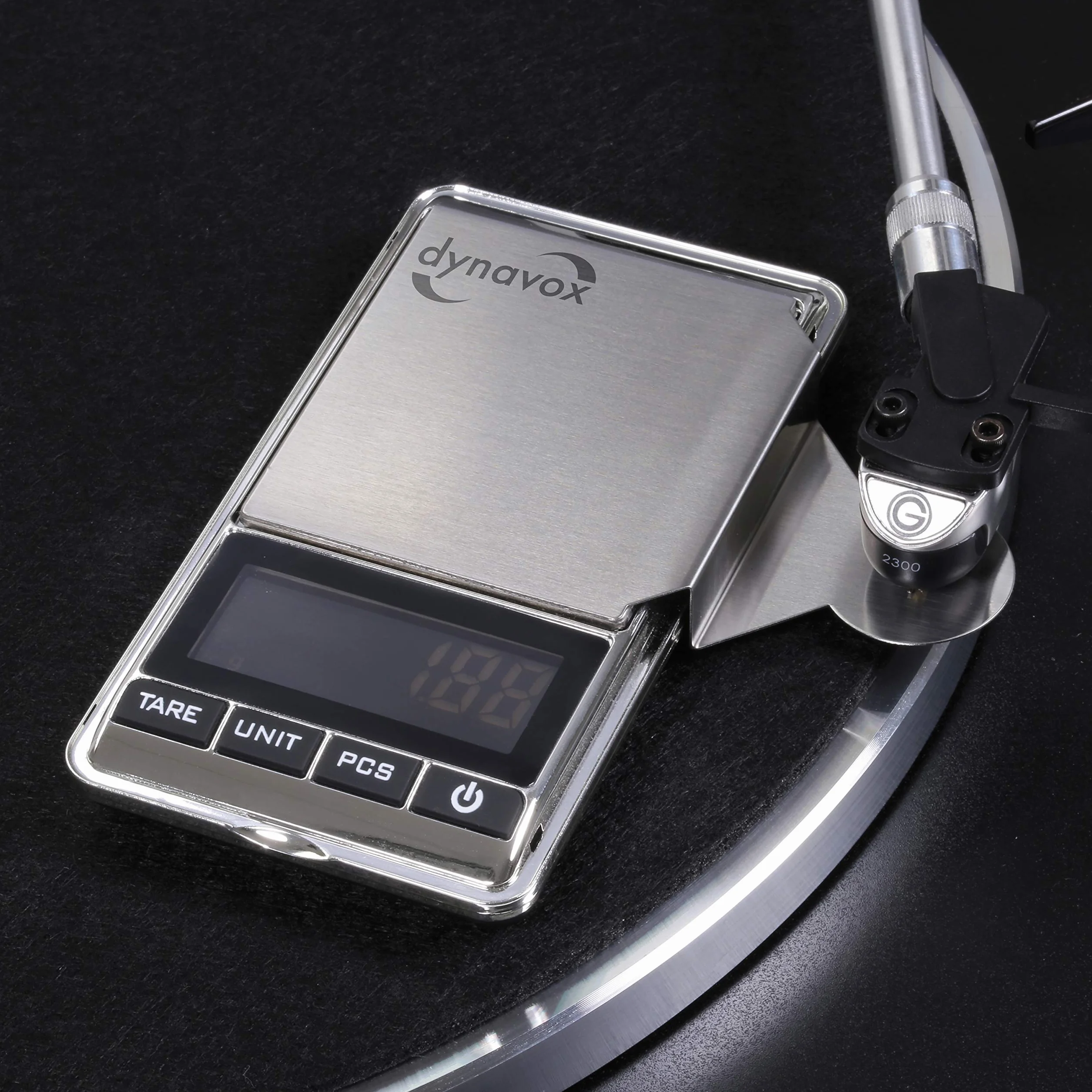 Dynavox Bilancia Elettronica TW-4 per Braccio, Misura Forza Appoggio Testine Giradischi, Piattaforma Antimagnetica Alta Precisione
