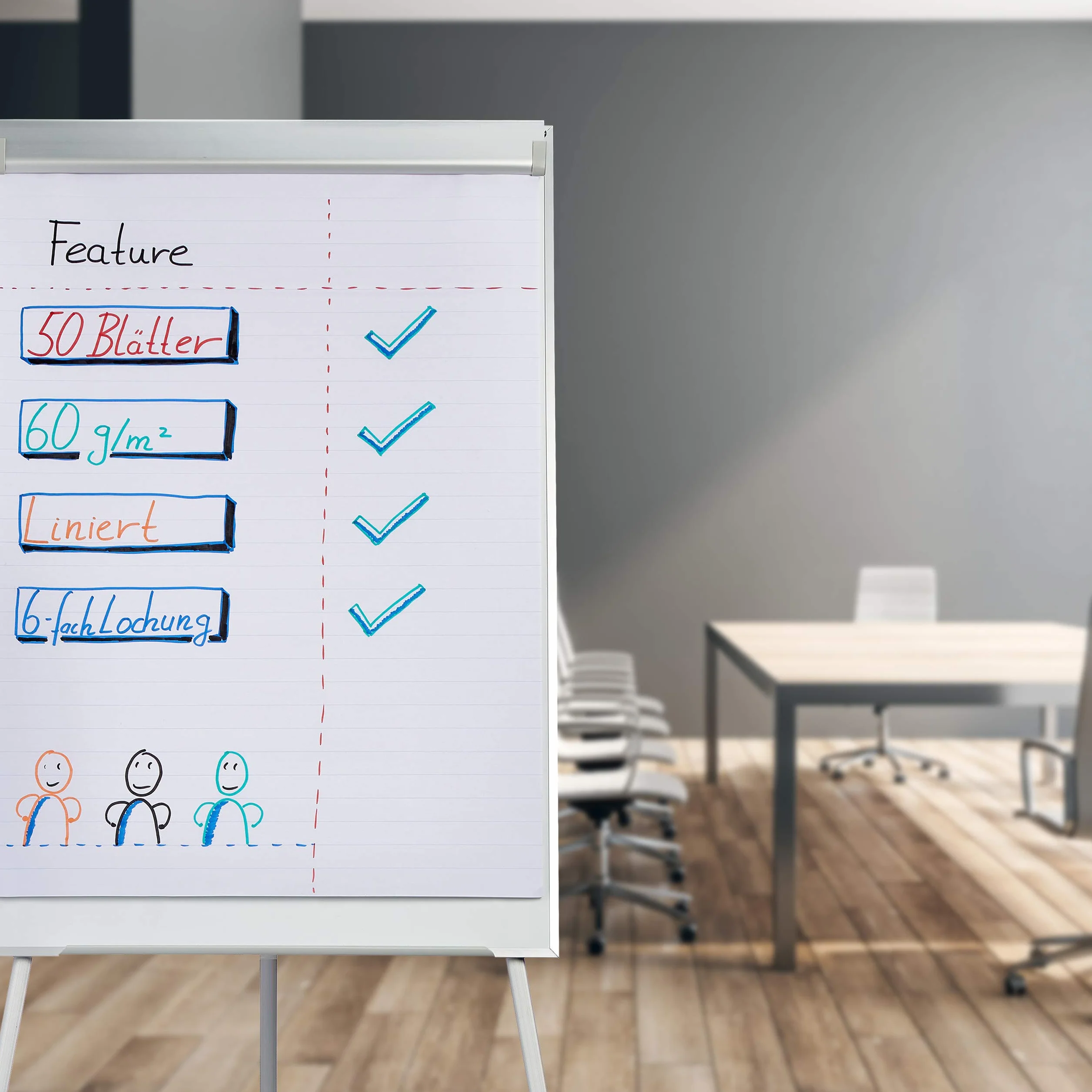 Relaxdays Blocco per Lavagna, 50 Fogli a Righe, Carta per Cavalletto Flip Chart Meeting, 60 g/m², 57,5 x 81 cm, Bianco