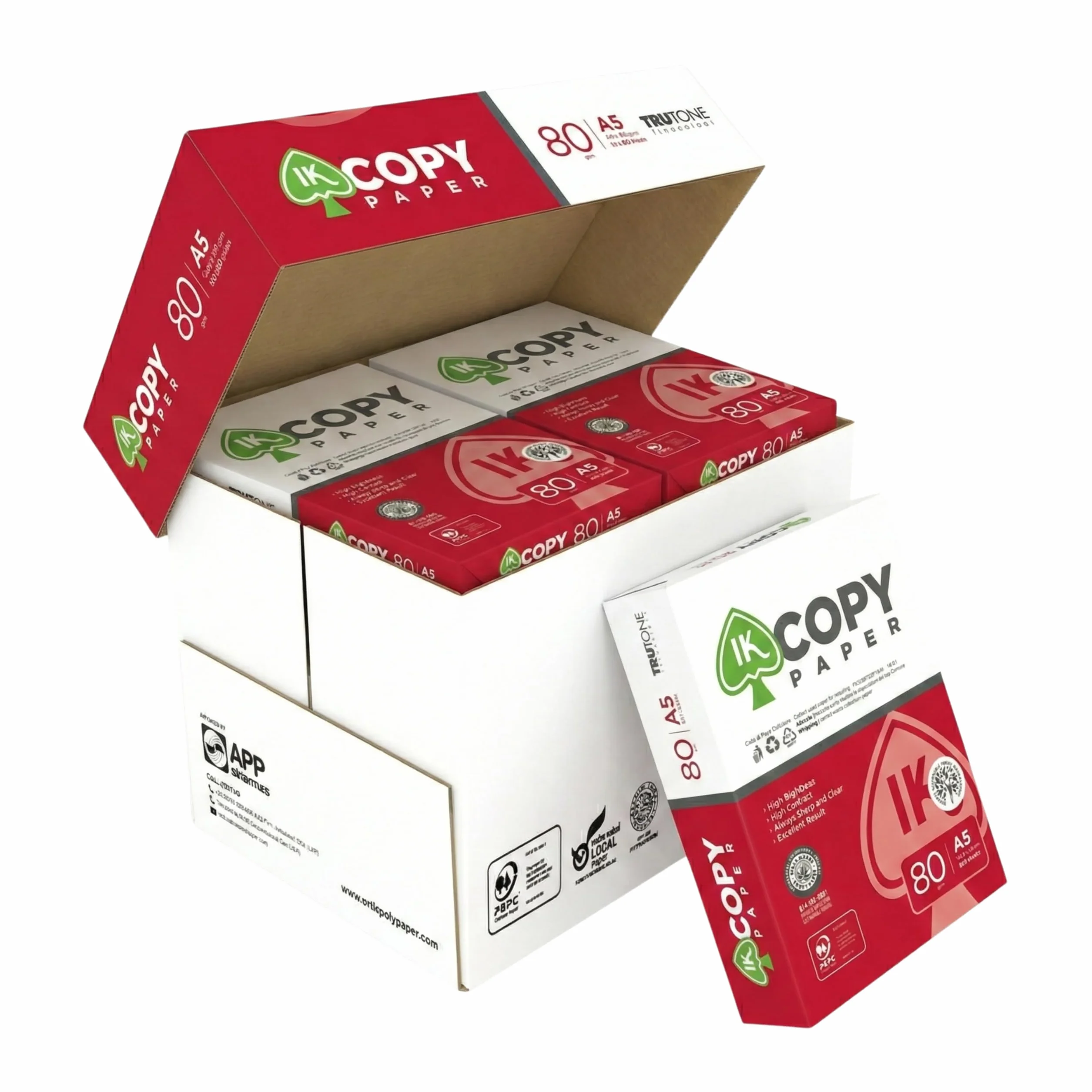 Carta A5 per Stampante 80gr 10 Risme 500 Fogli 148,5x210 mm Bianca