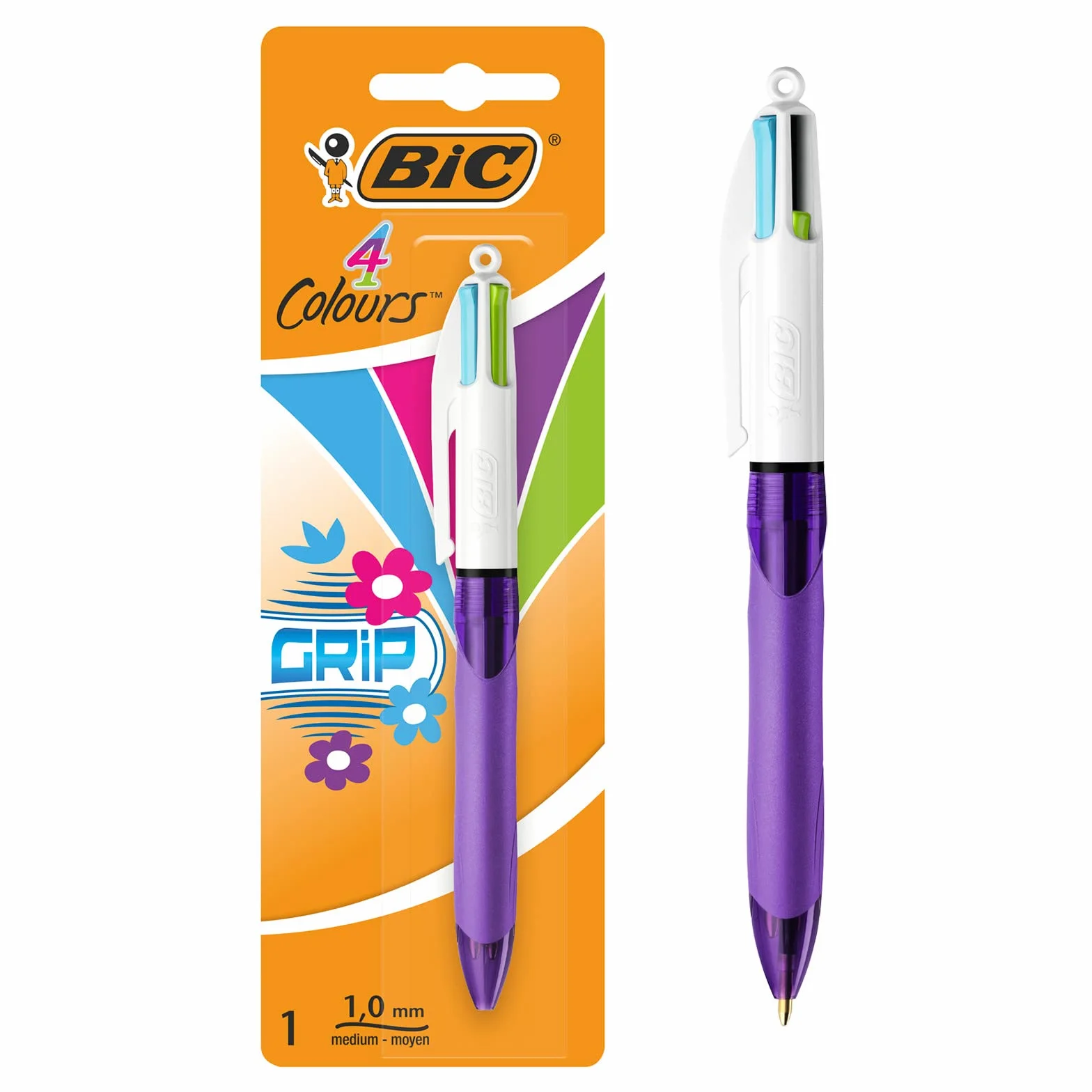 Bic 4 colori penna a sfera tratto medio blister x 1