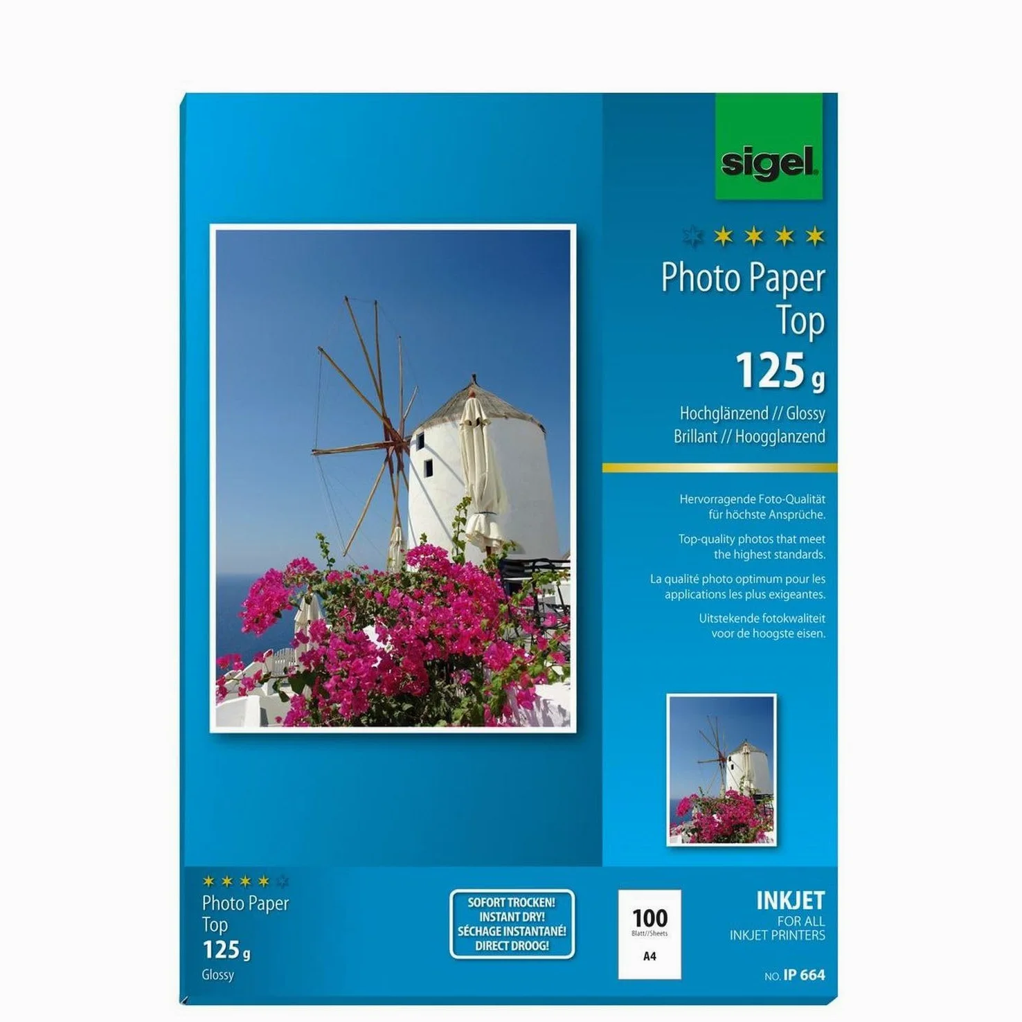 Sigel - Carta Fotografica per Foto da Stampare, Stampante a Getto d'Inchiostro, Formato A4, 125 g/mq, 100 Fogli