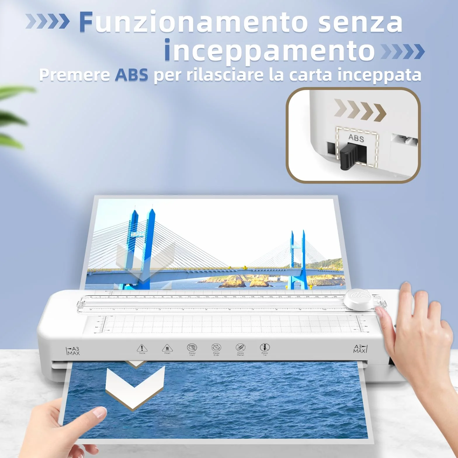 Plastificatrice A3,30 buste di plastificazione,Adatto per A3/A4/A5/A6,A3 Plastificatrici con taglierina di carta e angolo rotondo,Set Plastificatrice a caldo e freddo per ufficio,casa,scuola