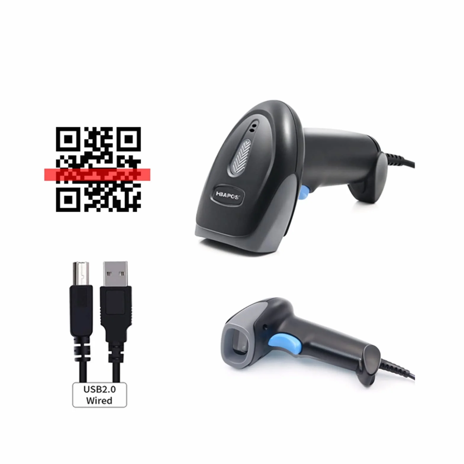 Scanner a Barre a Barre con Scanner a Barre 2D 1D/2D QR Codice Lettore Portatile USB Cablato for l'inventario Pos terminale(HBA-26 Wired)