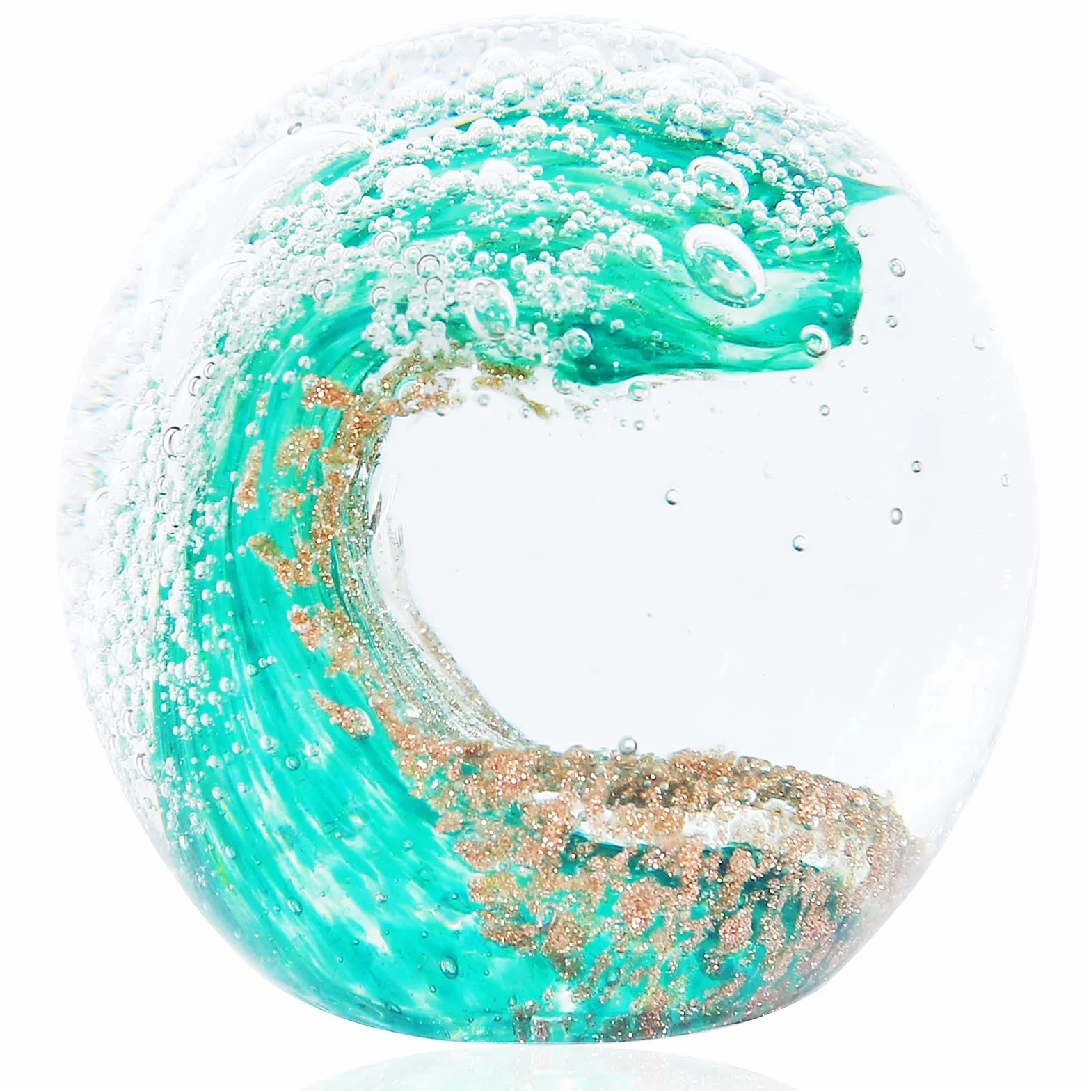 EUSTUMA Statuette in vetro soffiato a mano con onde oceaniche, fermacarte in vetro per scrivania, decorazione per la casa da collezione, per acquario e ufficio