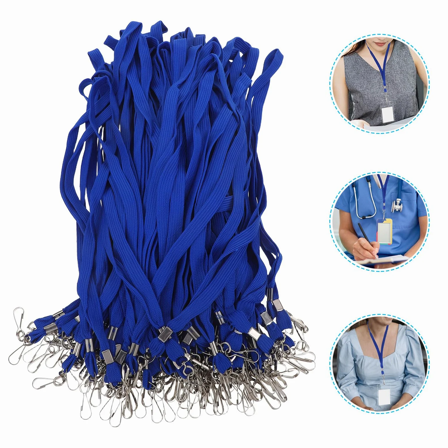 100 pezzi Laccio da Collo Porta Badge con Clip Resistente per Id Card e Tessere Cordino Professionale Leggero e Sicuro per Scuola Ufficio Eventi
