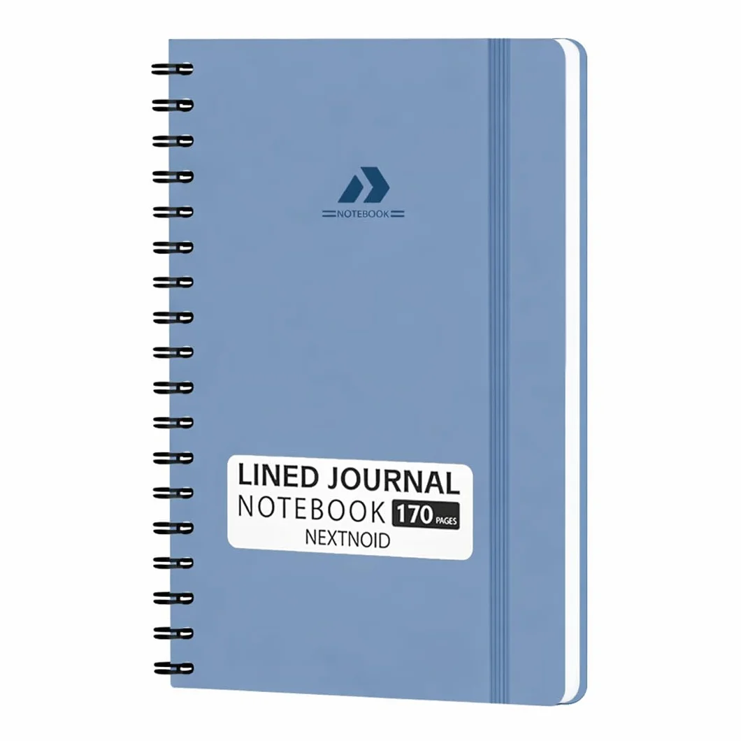 Nextnoid Taccuino a spirale a righe, per donne e uomini, formato A5 (14,7 x 21,1 cm), 170 pagine, copertina rigida, per lavoro e appunti, diari a righe universitari per scrivere, blu